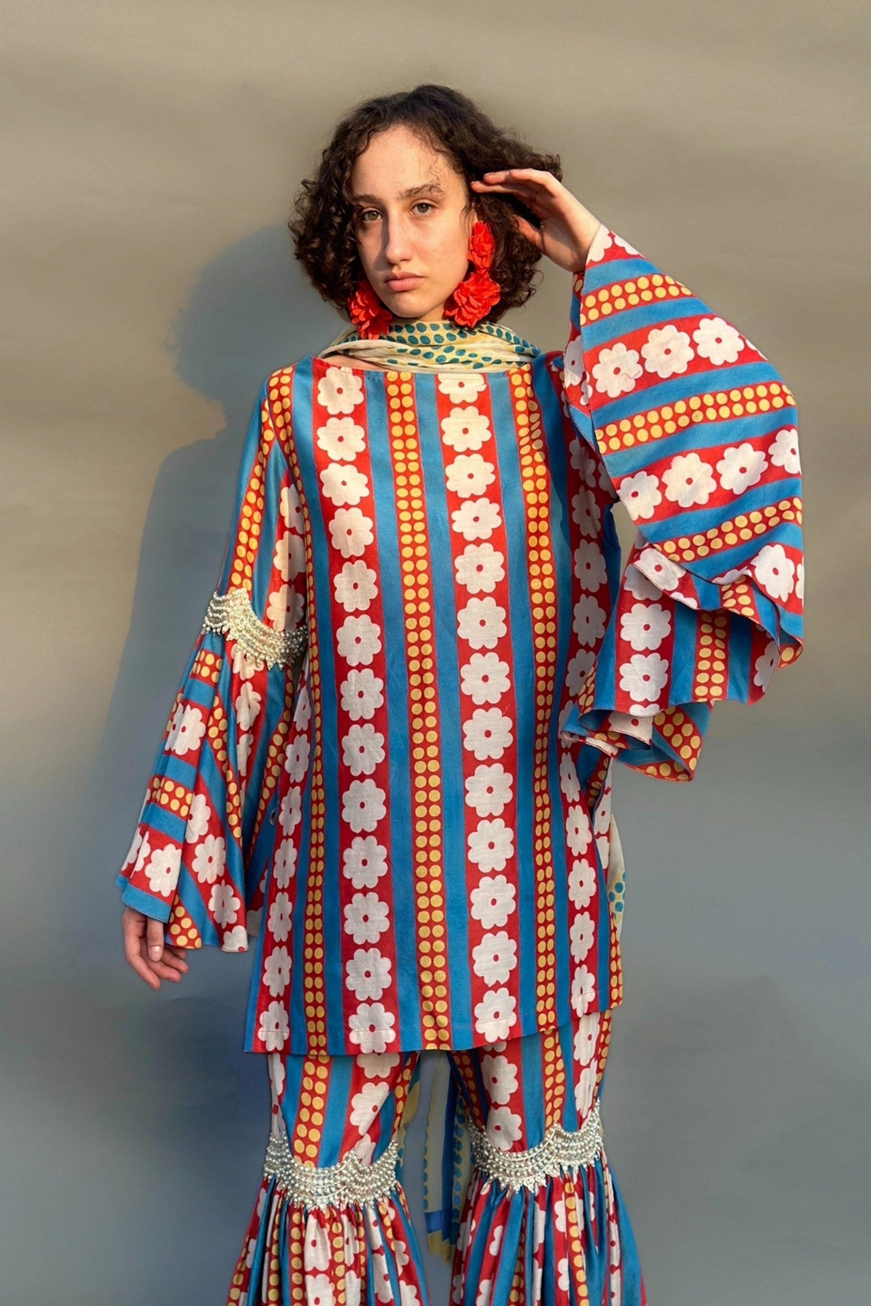 Red Sharara Set