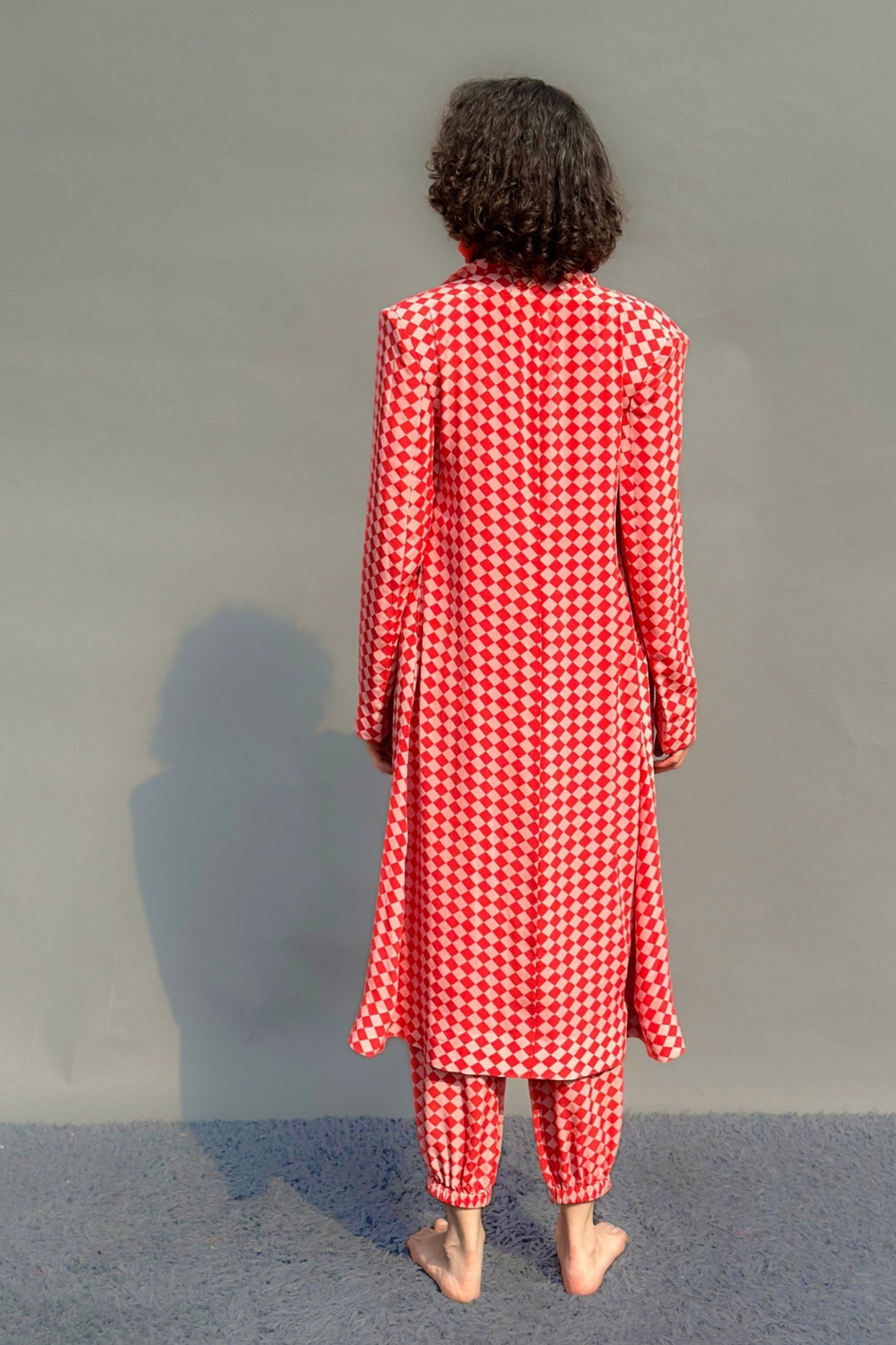 Red &Pink Trench Coat Set