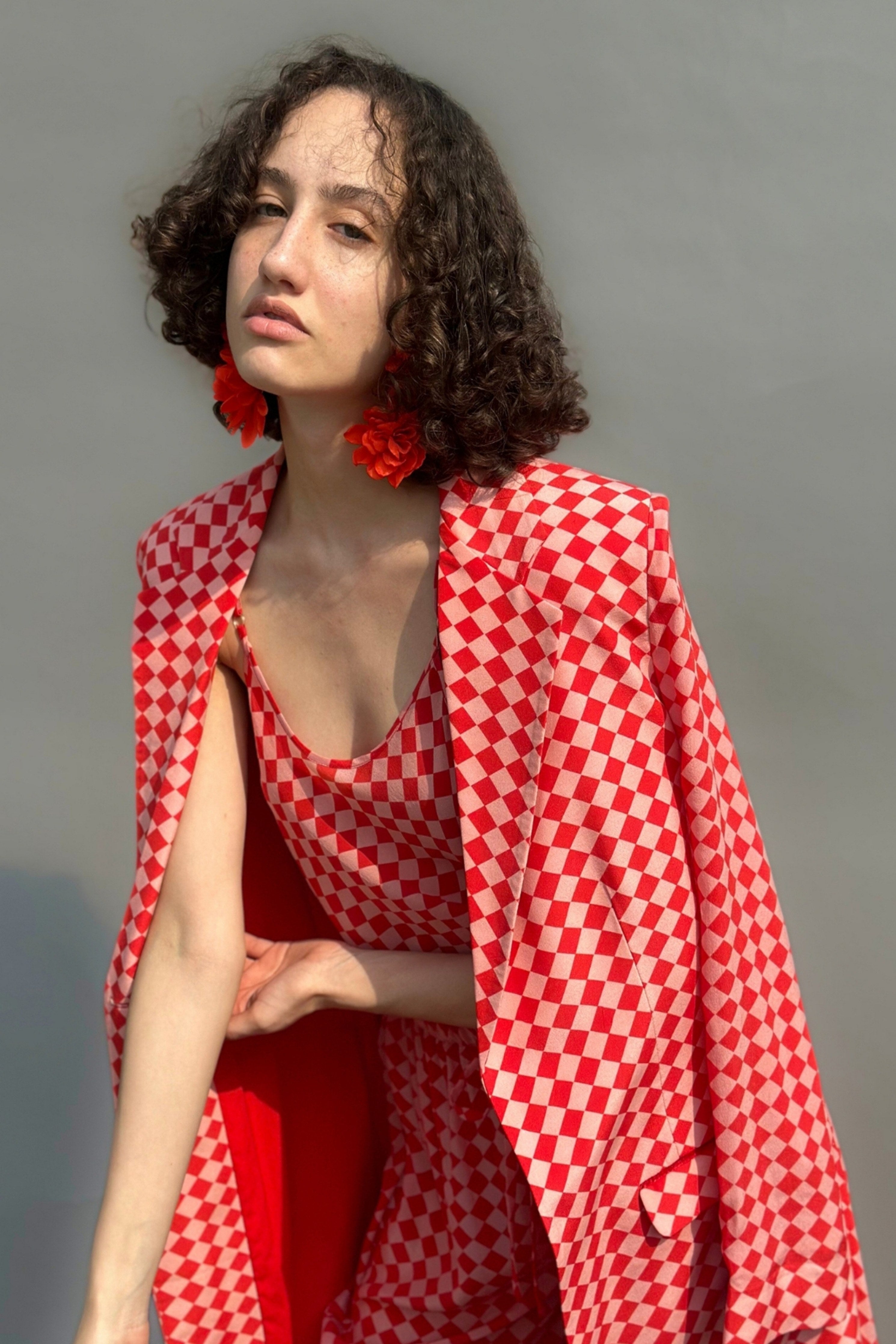 Red &Pink Trench Coat Set
