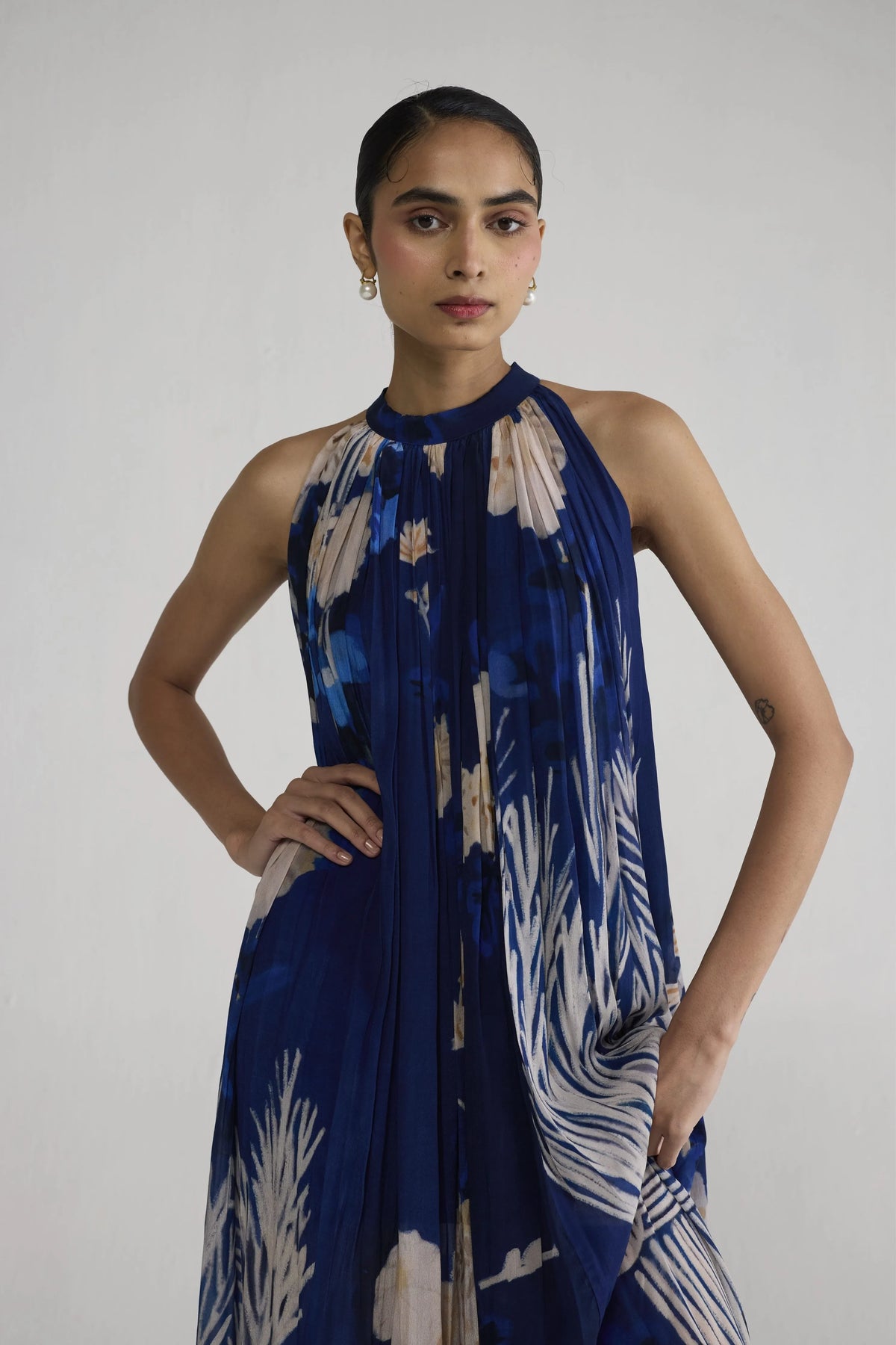 Ren Halterneck Crepe Dress
