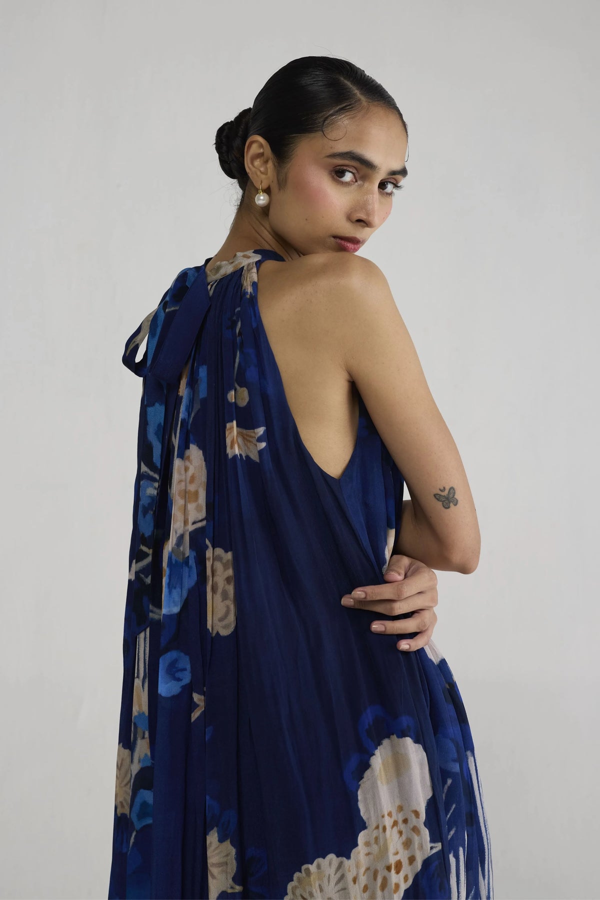 Ren Halterneck Crepe Dress