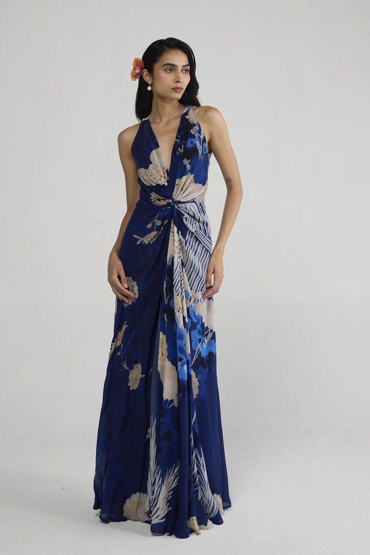 Ren V Neck Draped Dress