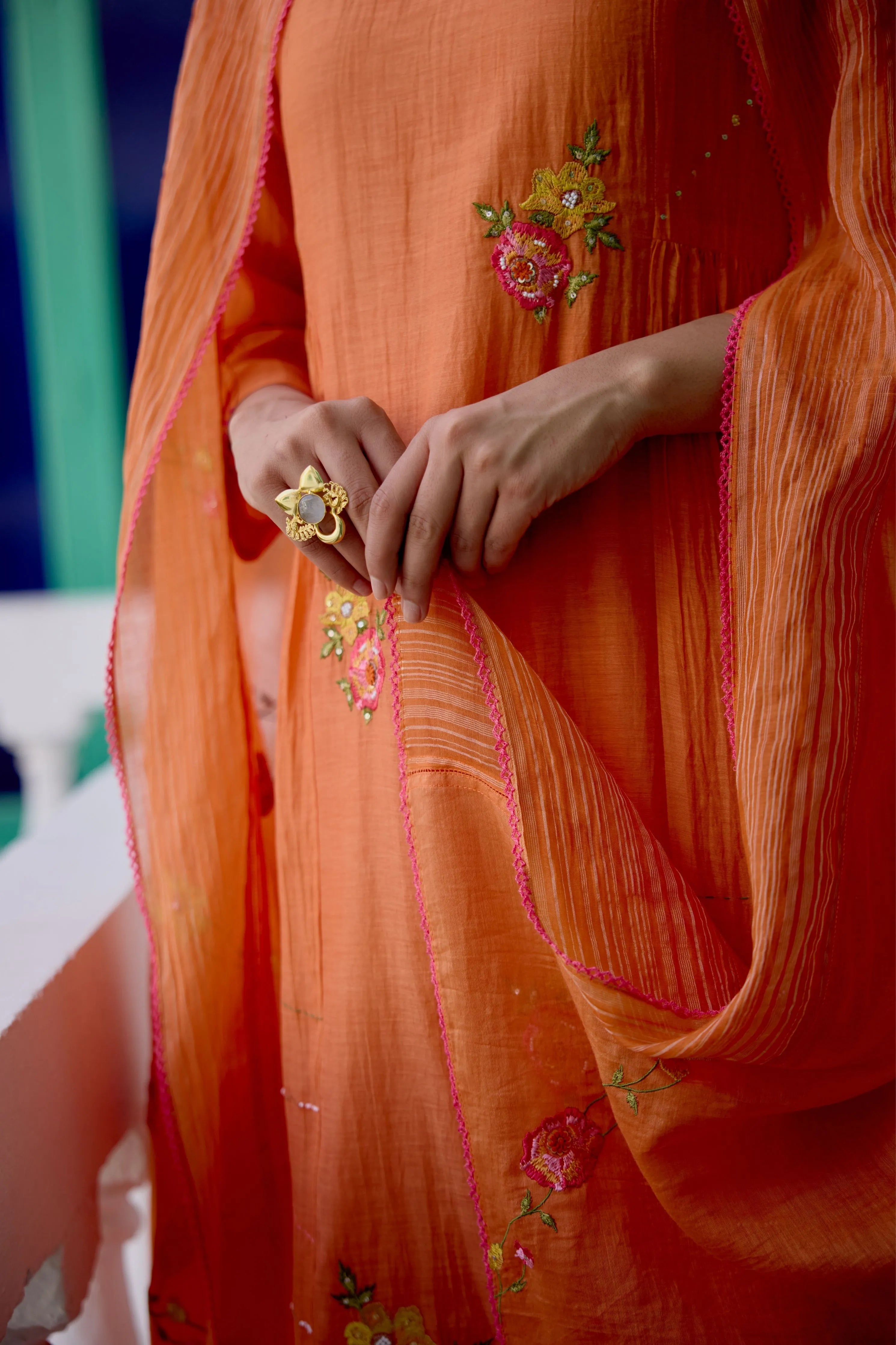 Tangerine Love Kurta Set