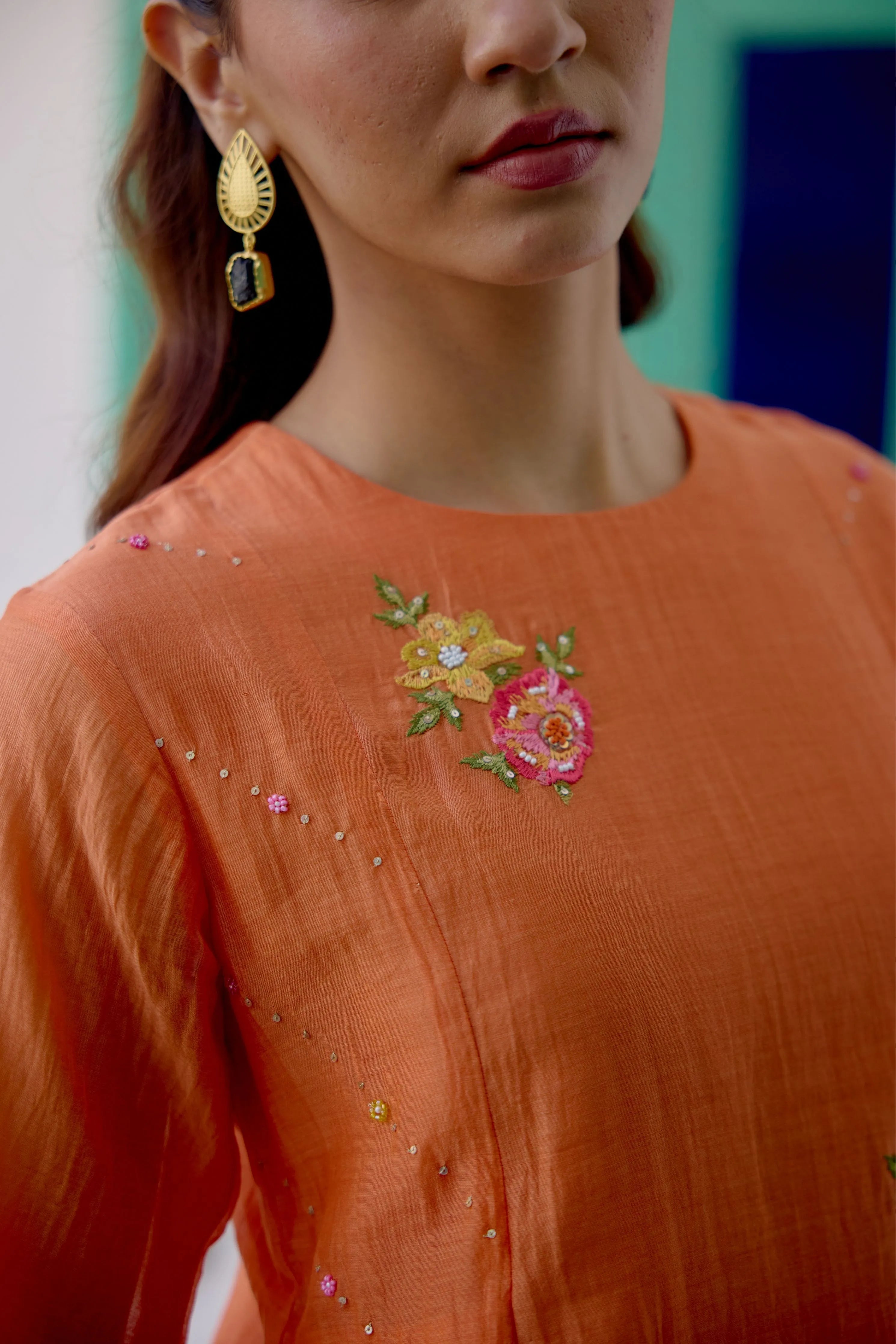 Tangerine Love Kurta Set