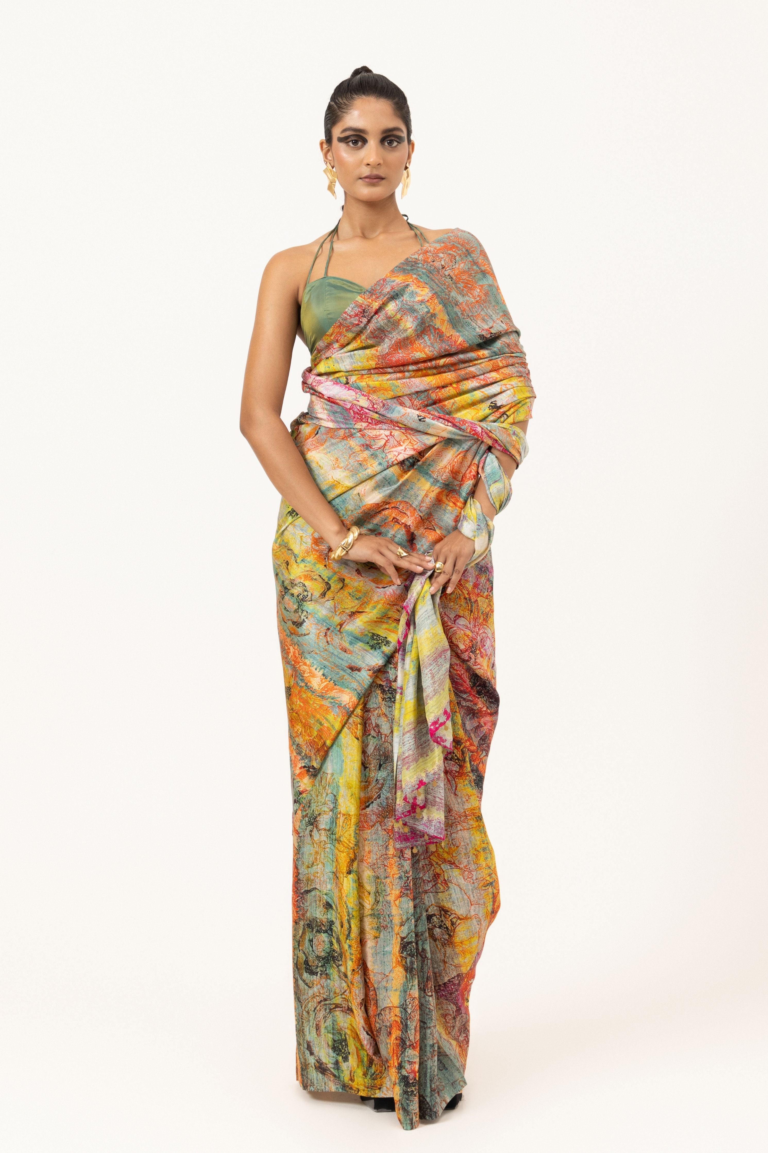Verdant Symphony Silk Saree