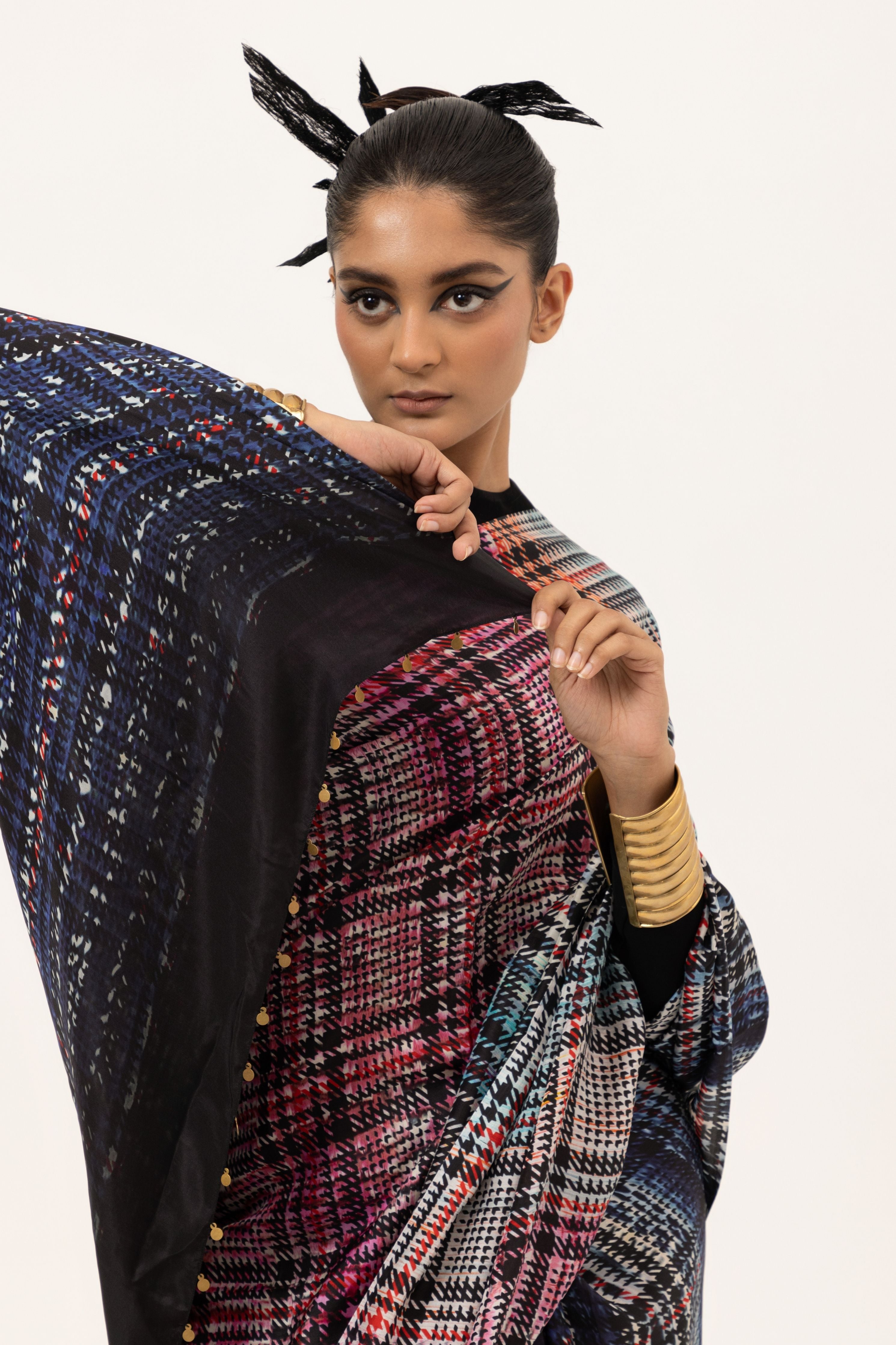 Plaid Fusion Silk Saree