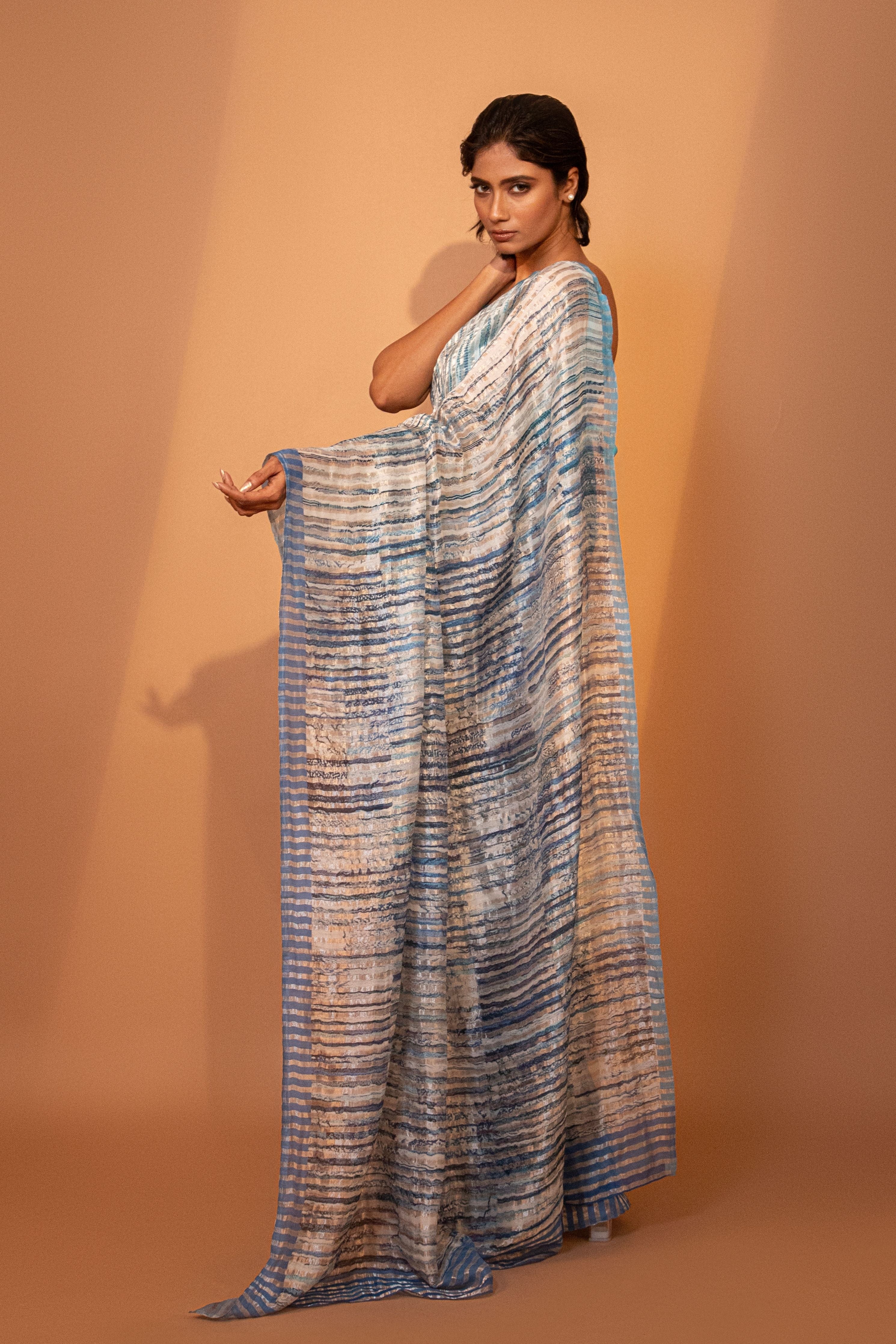 Azure Serenity Zari Saree