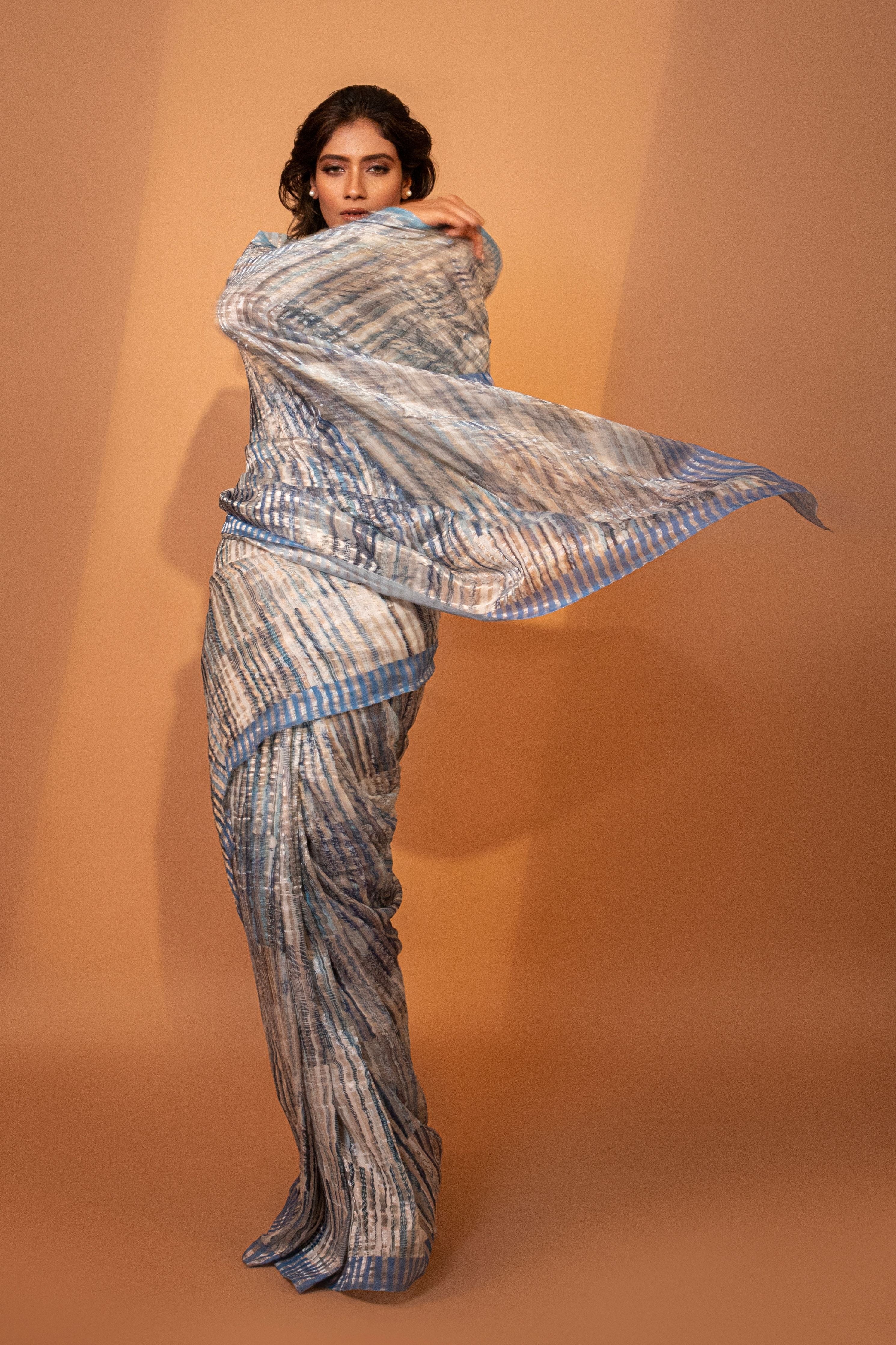 Azure Serenity Zari Saree