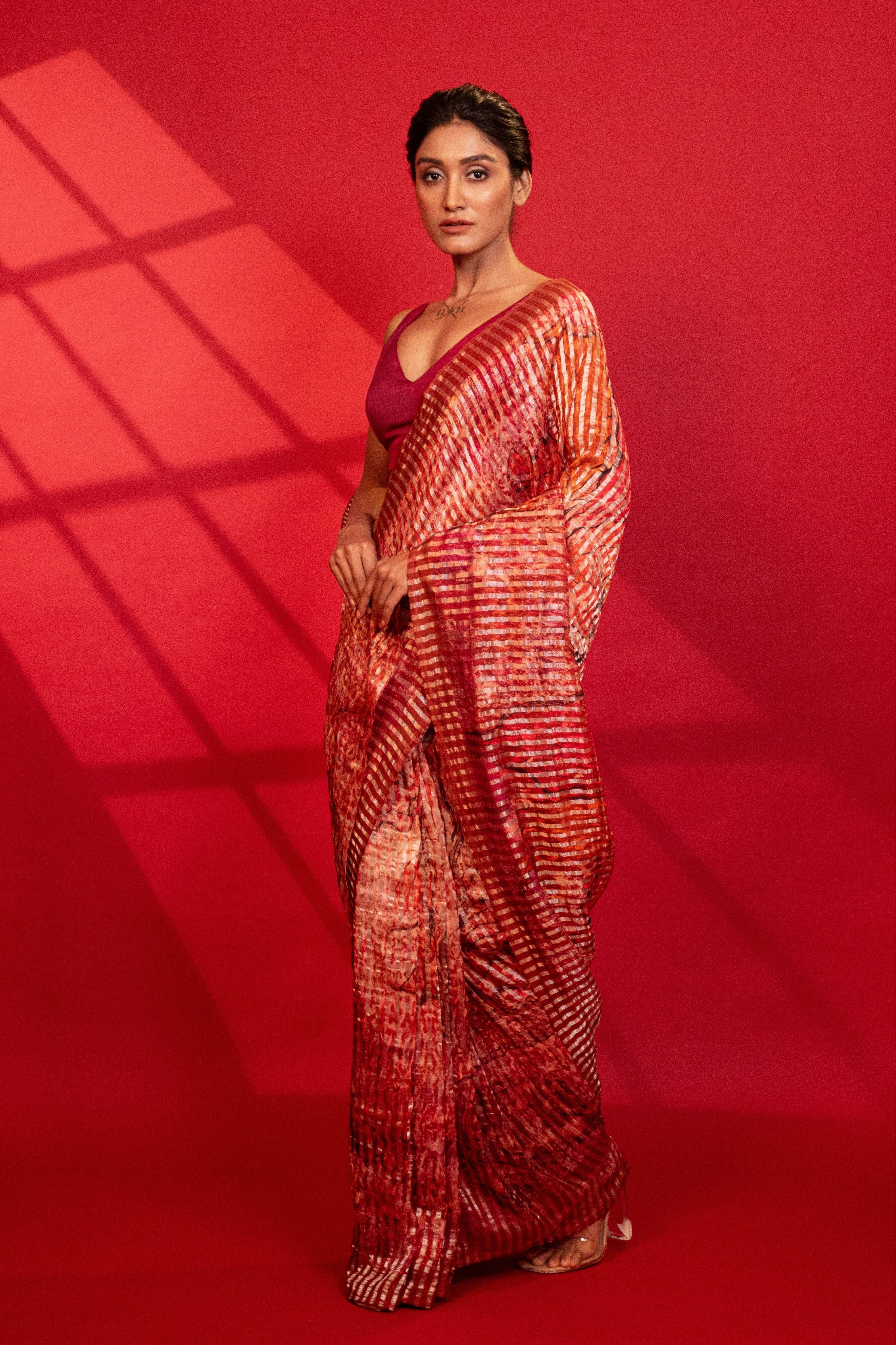 Scarlet Bloom Silk Saree