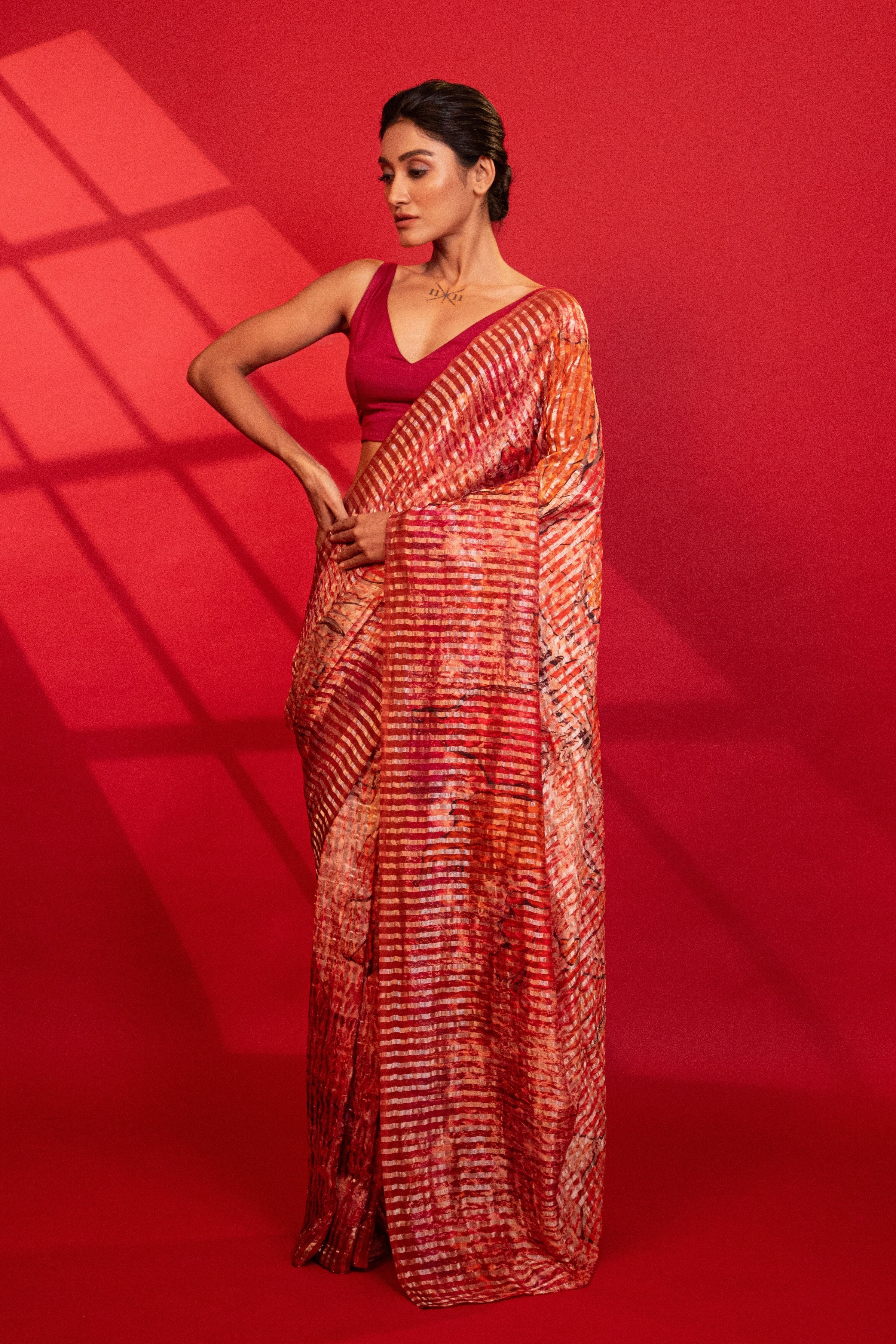 Scarlet Bloom Silk Saree