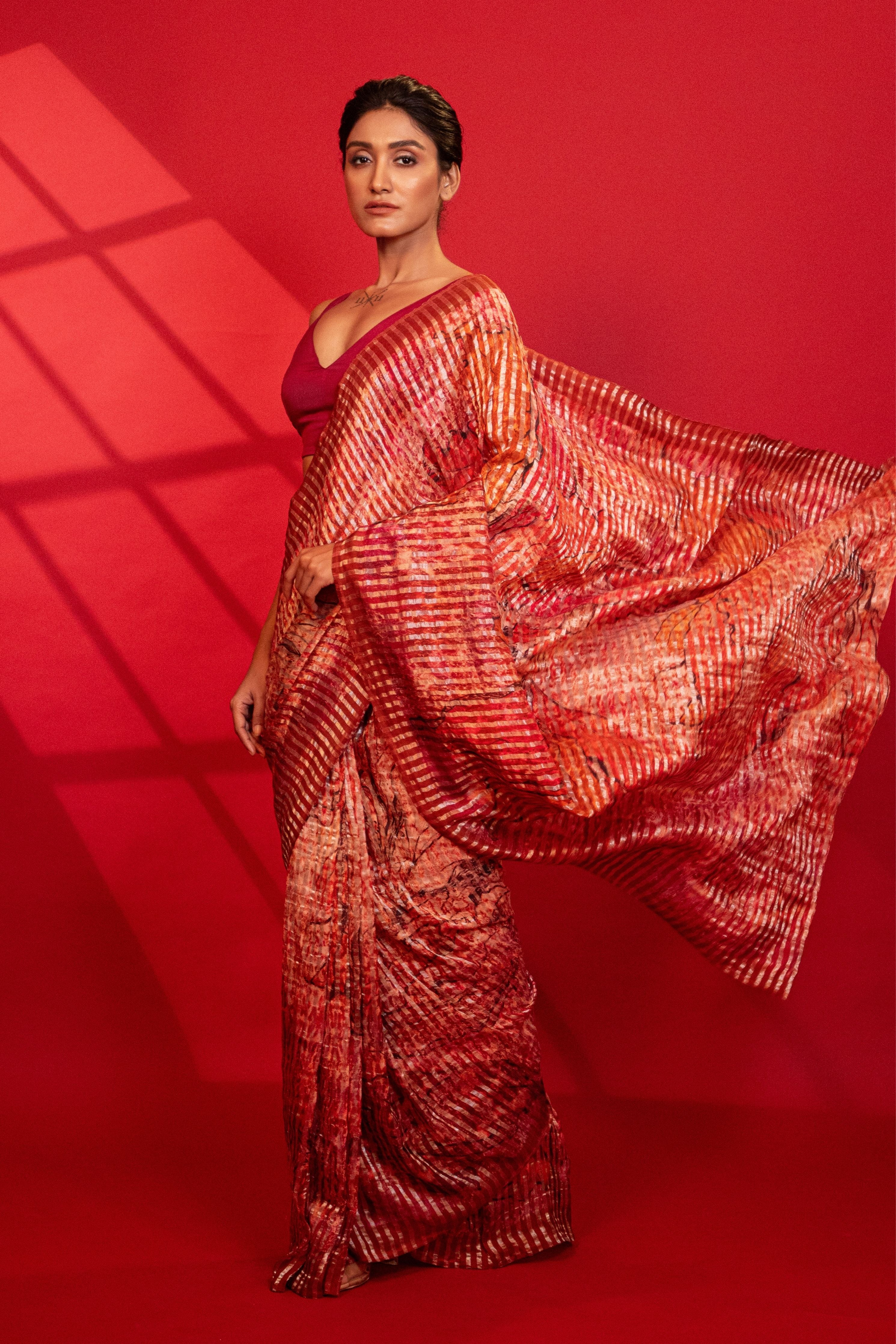 Scarlet Bloom Silk Saree
