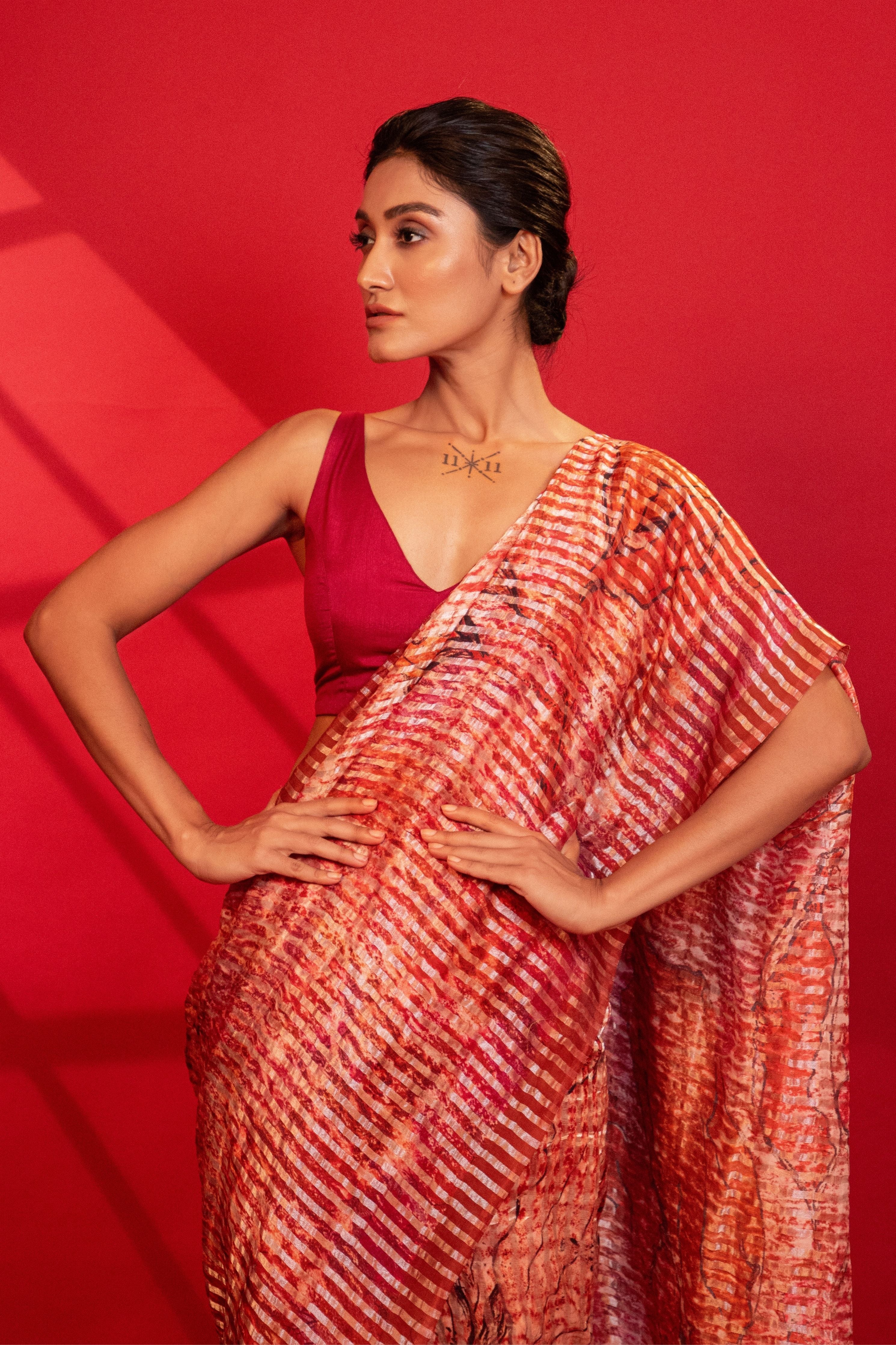 Scarlet Bloom Silk Saree