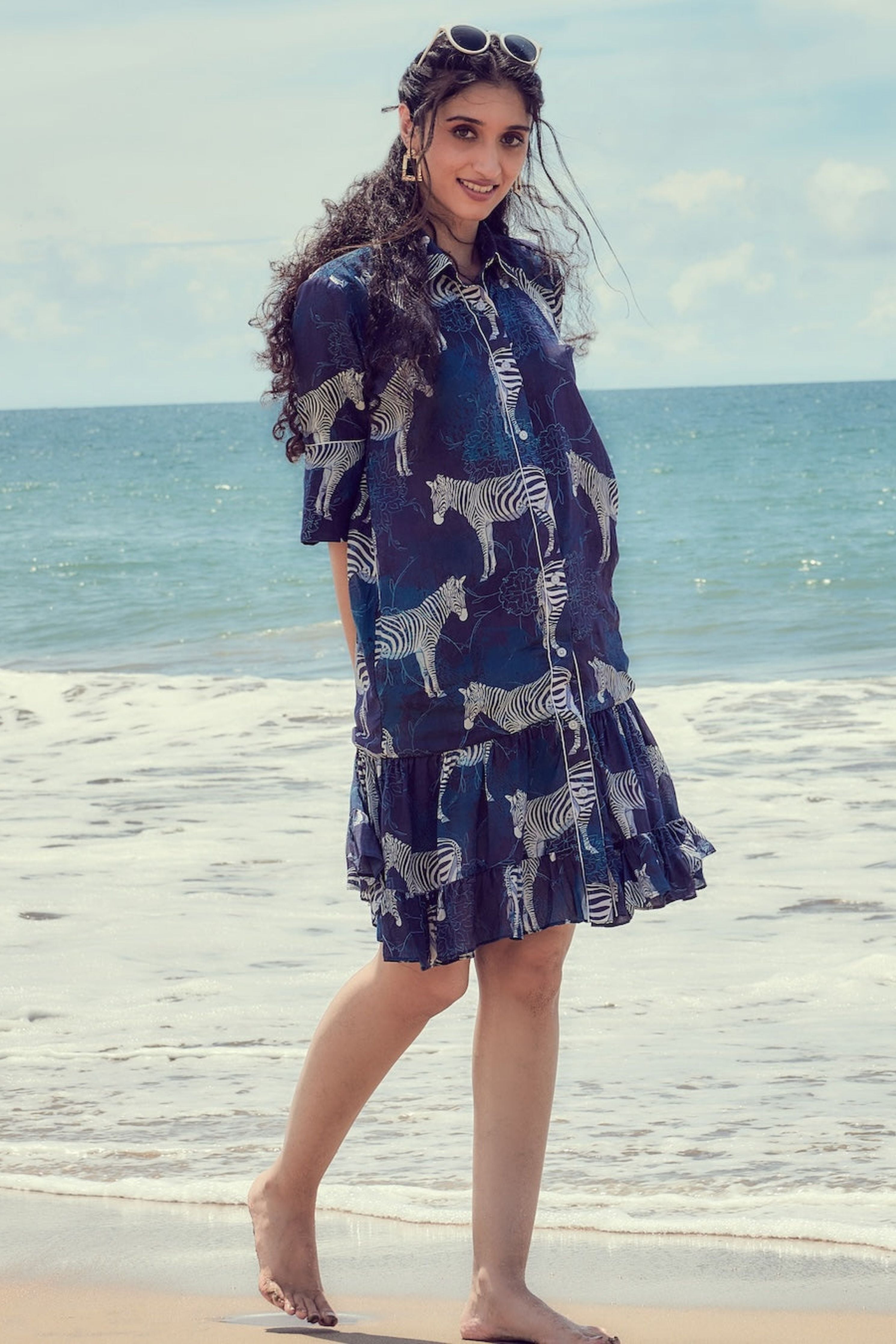 Sapphire Zebra Safari Dress