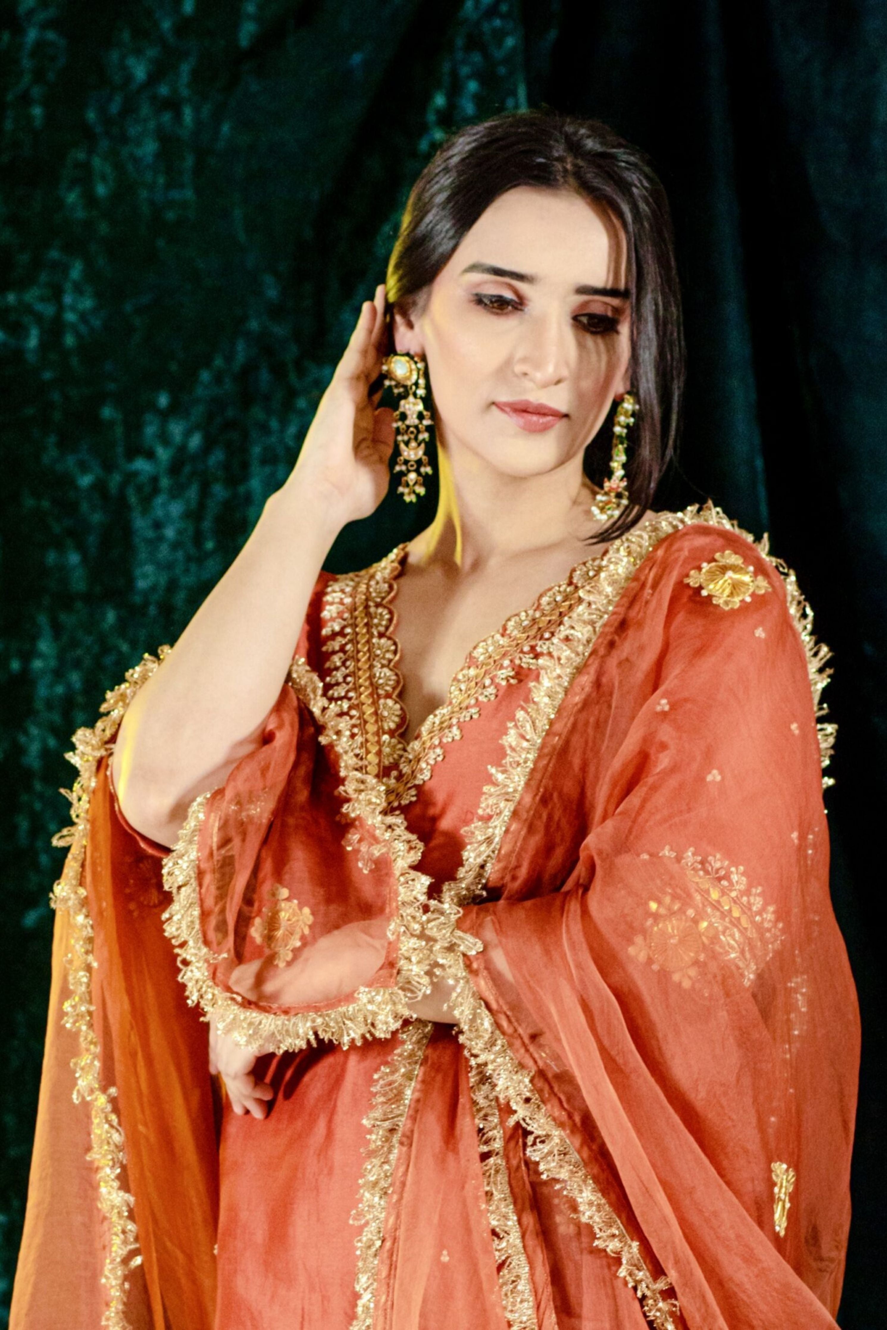 Rust Chanderi Silk Suit set