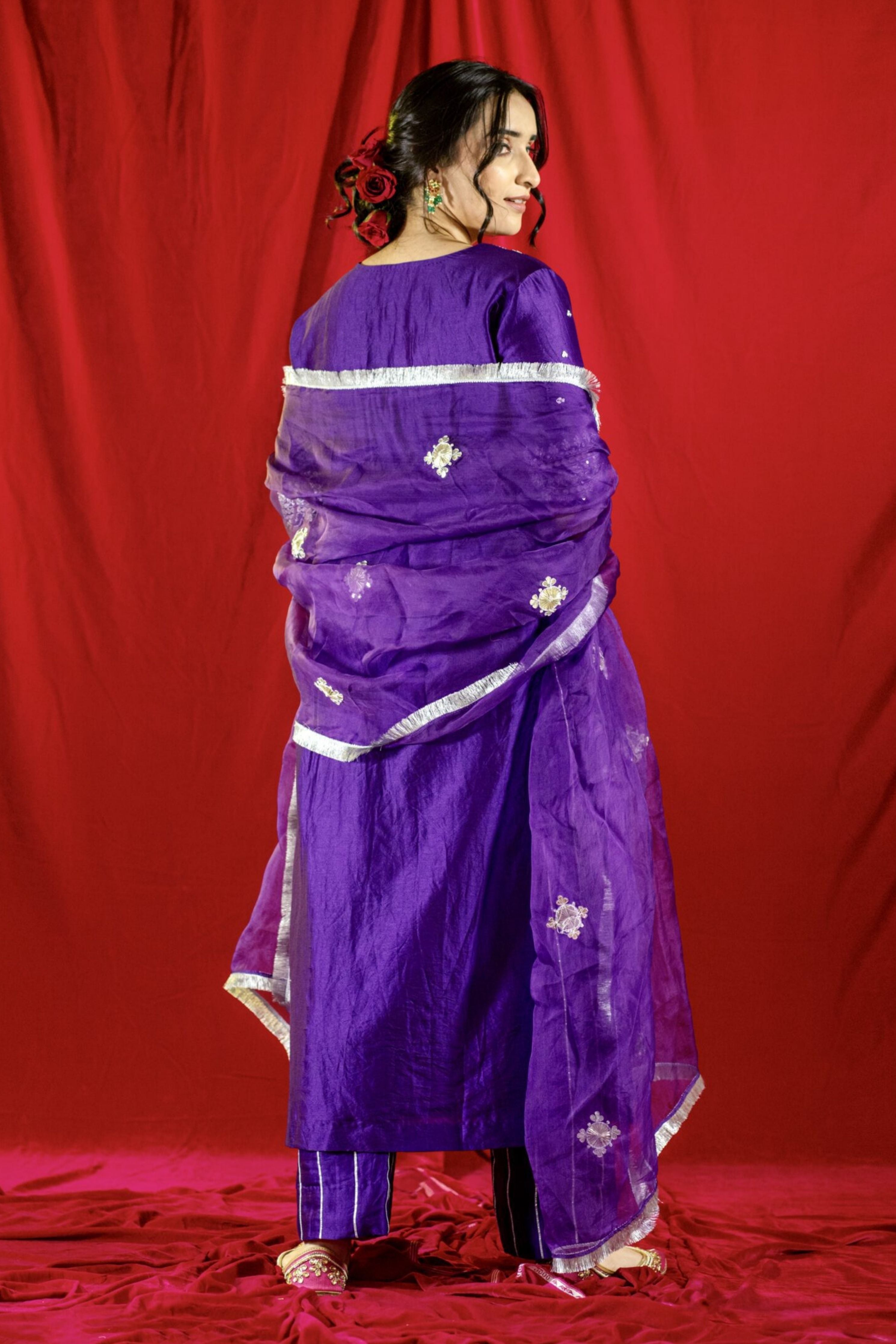 Purple Chanderi Silk Suit set