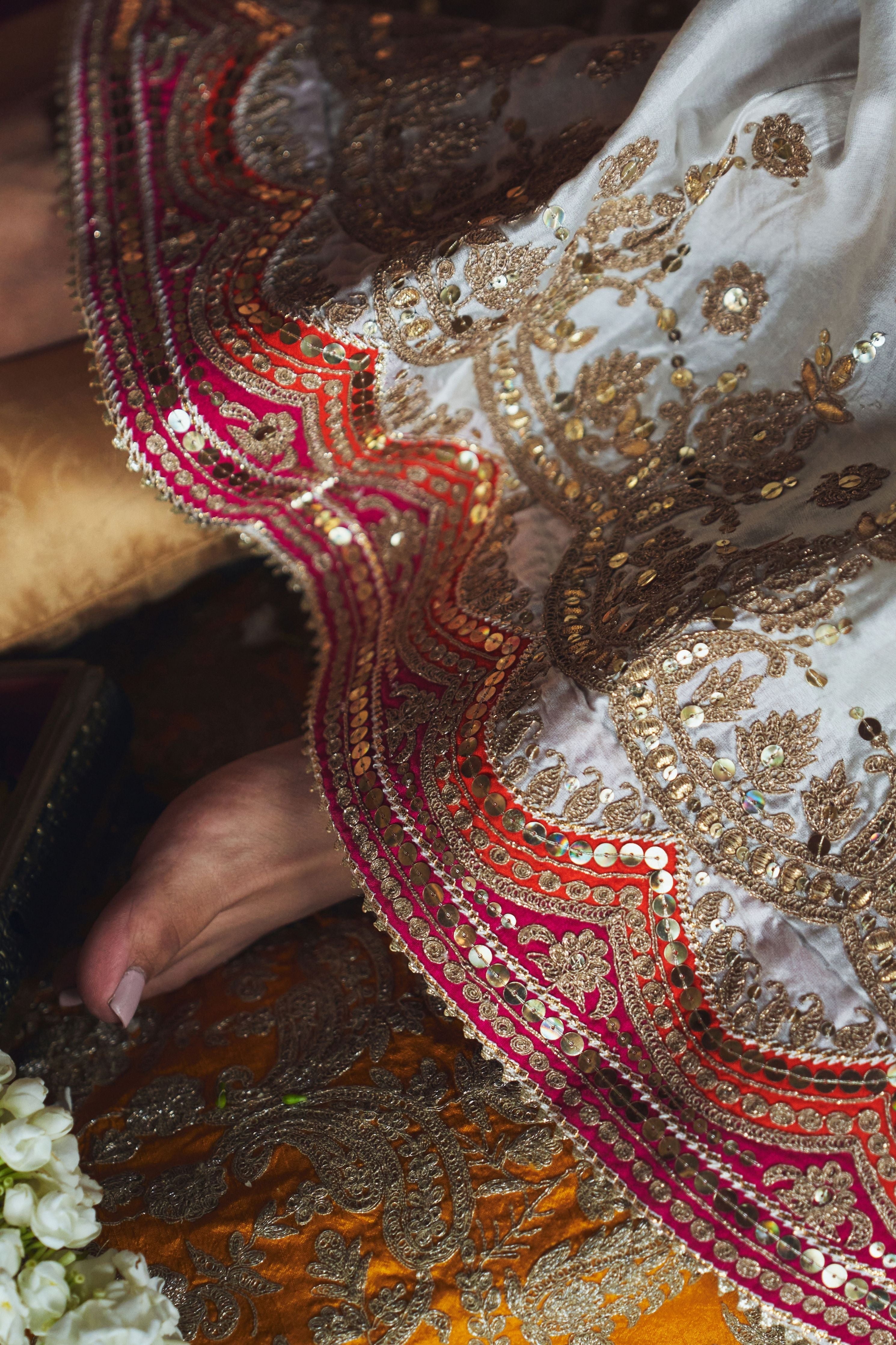 Samreen  Daisy Ivory Short Kurta With Sharara And Dupatta