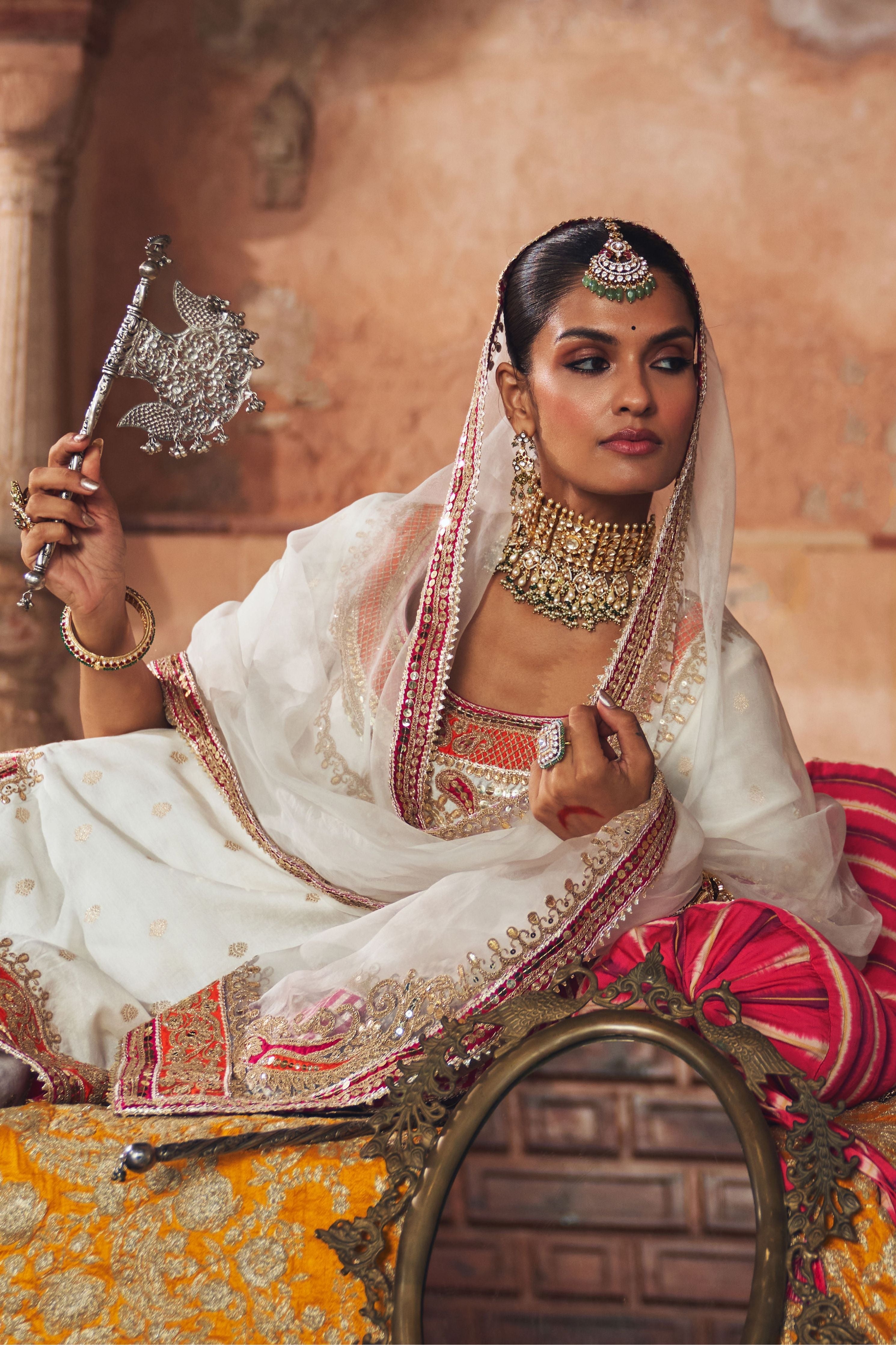 Samreen  Daisy Ivory Short Kurta With Sharara And Dupatta