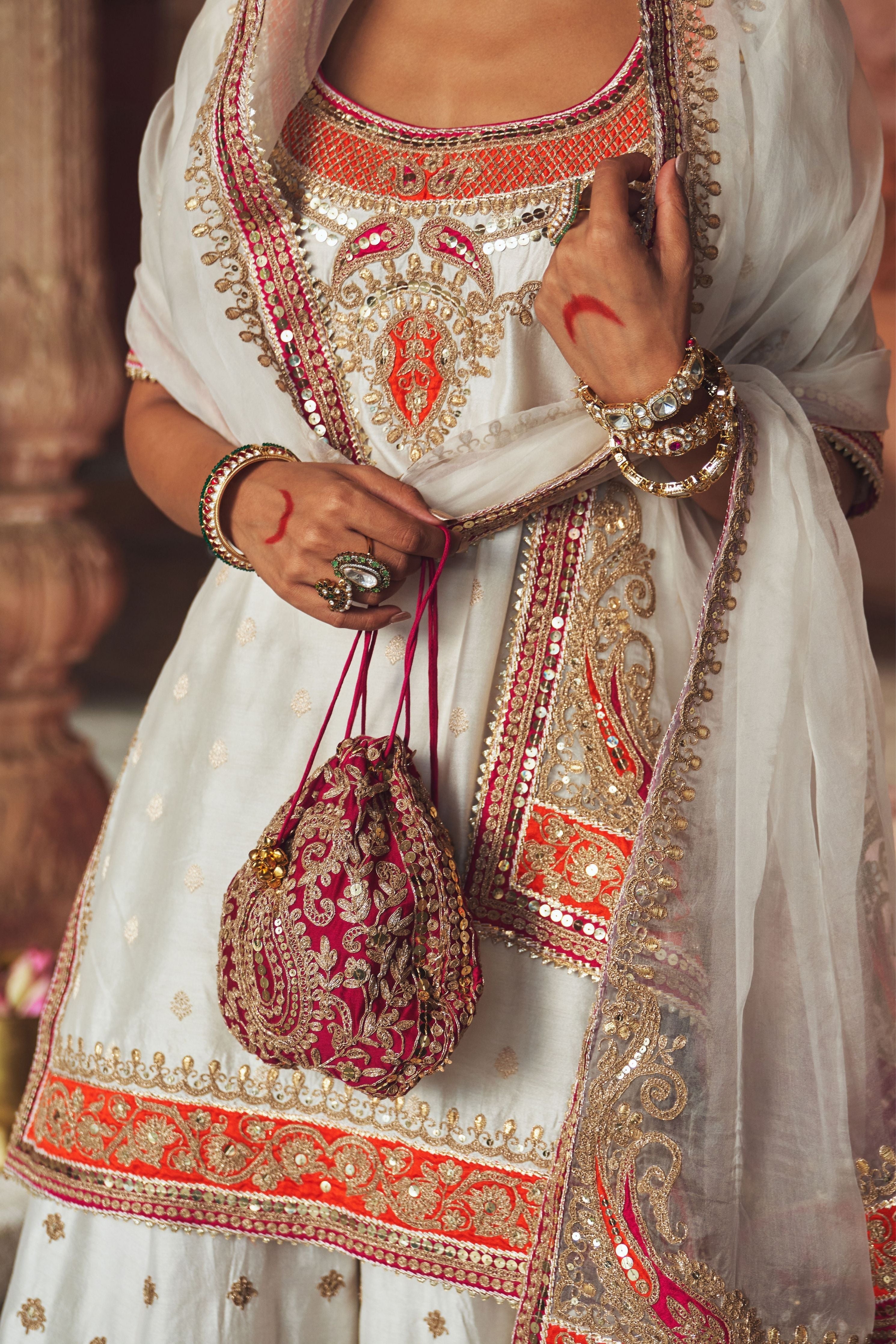 Samreen  Daisy Ivory Short Kurta With Sharara And Dupatta