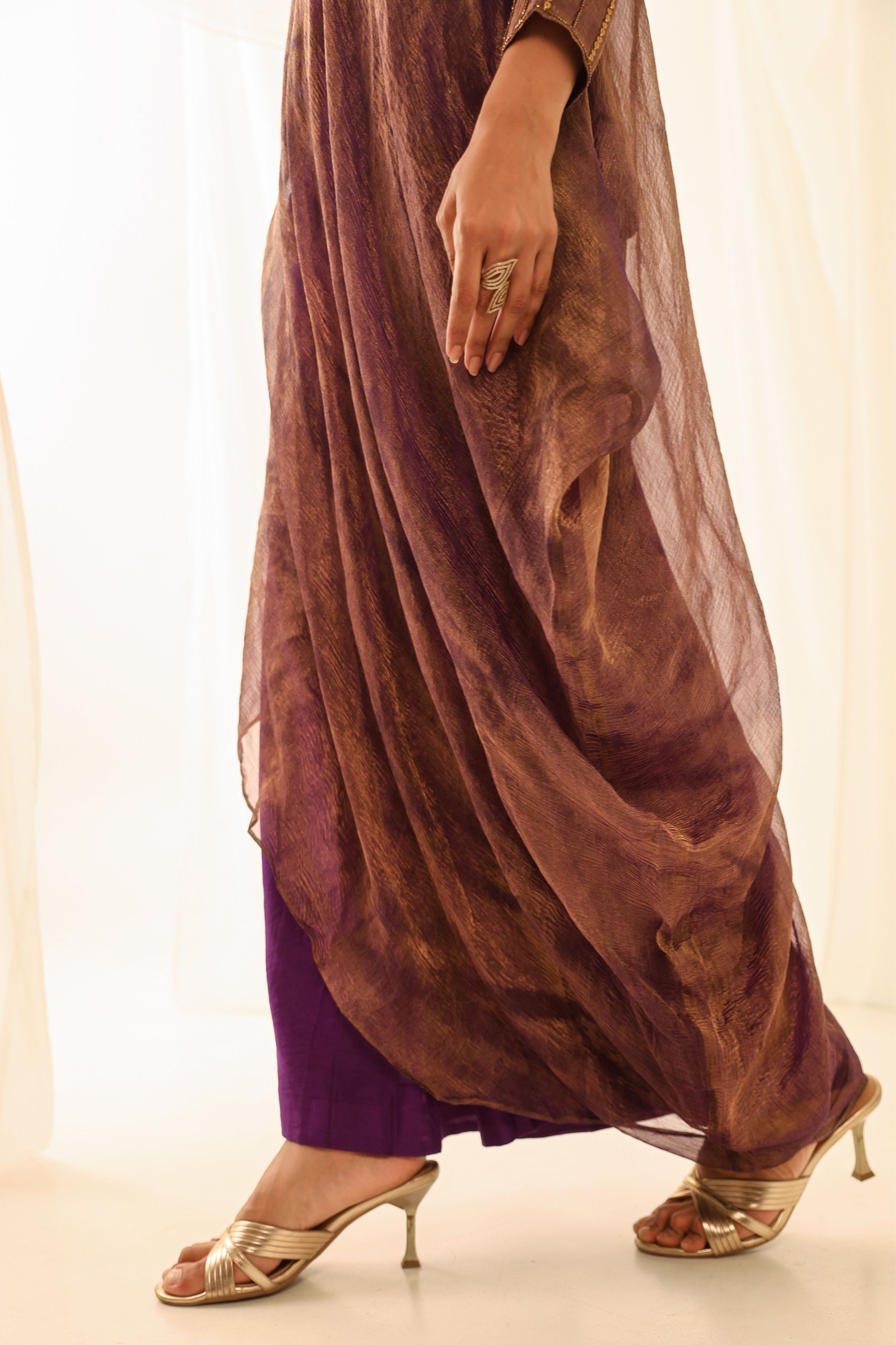 Crushed Draped Kurta Set