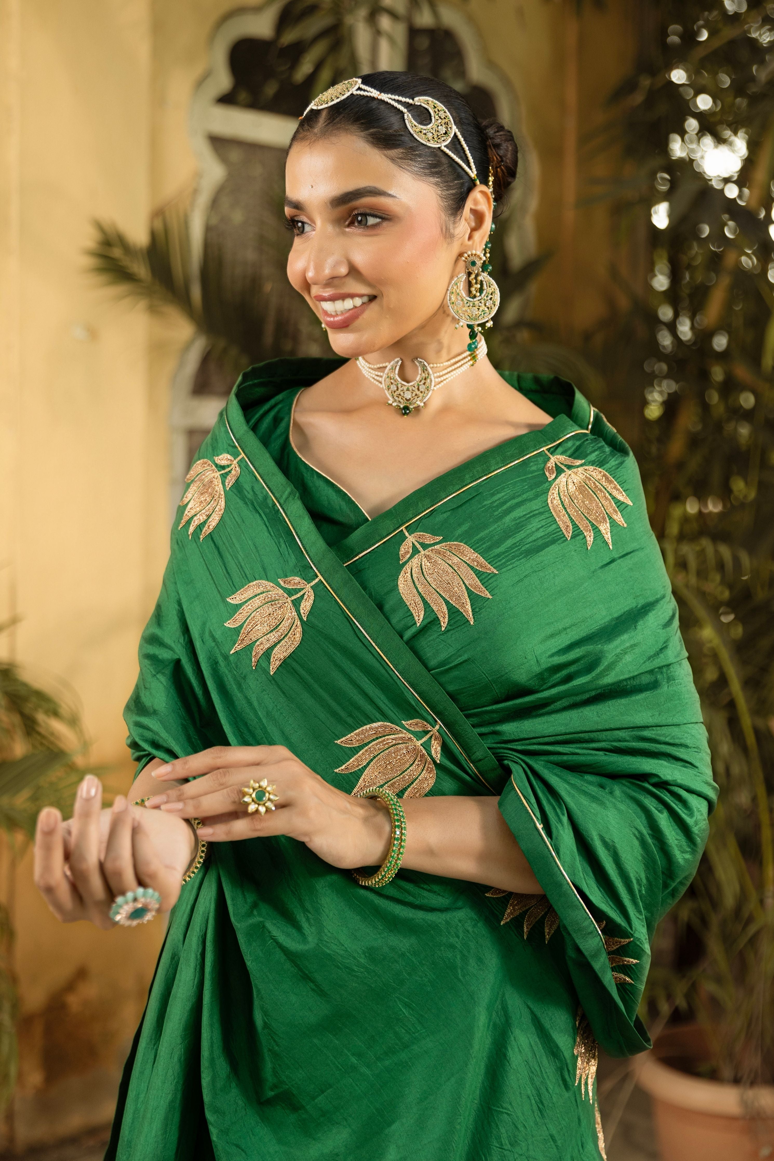 Green Saree With Blouse