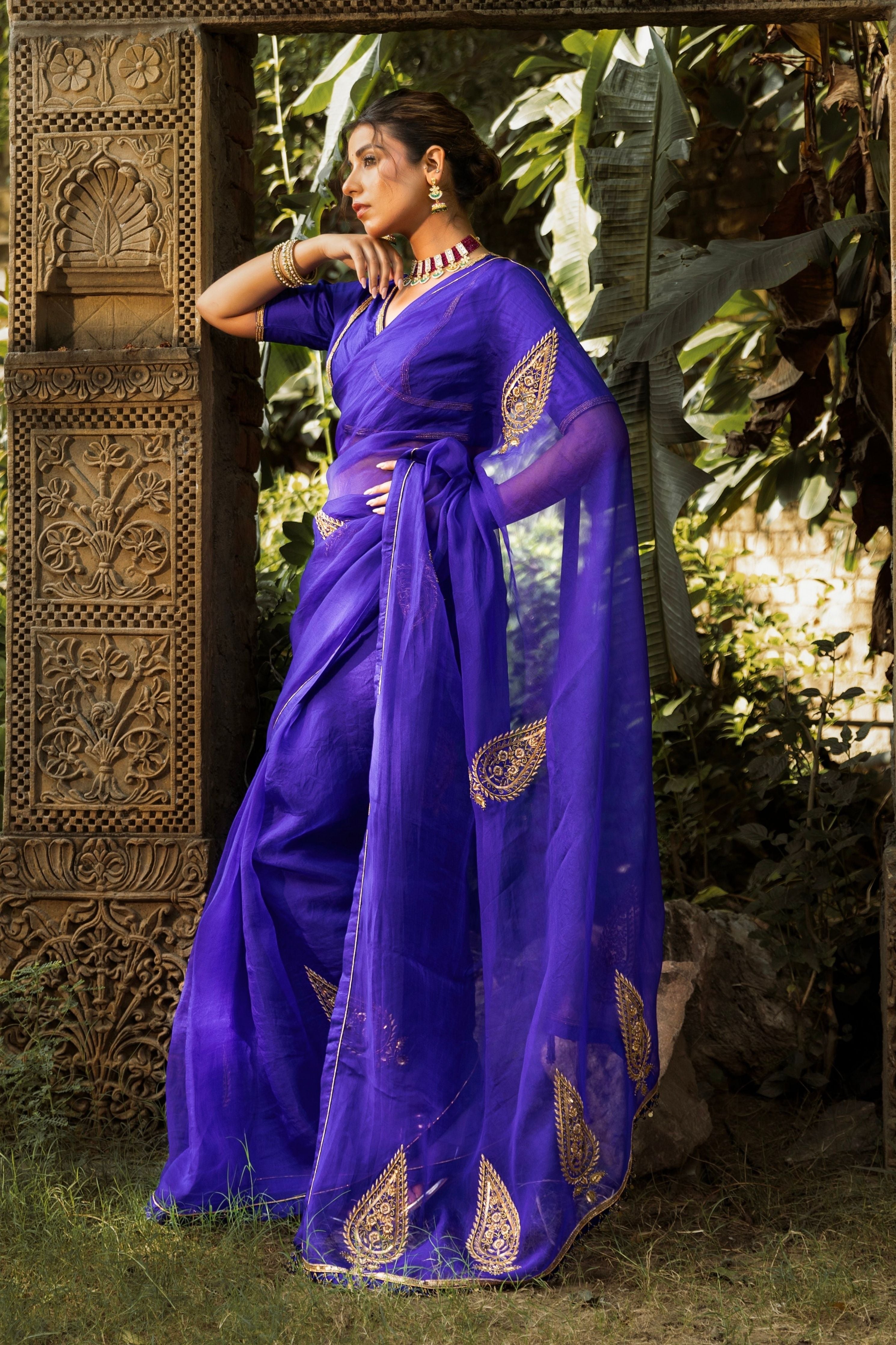 Jamuni Neel Saree With Blouse