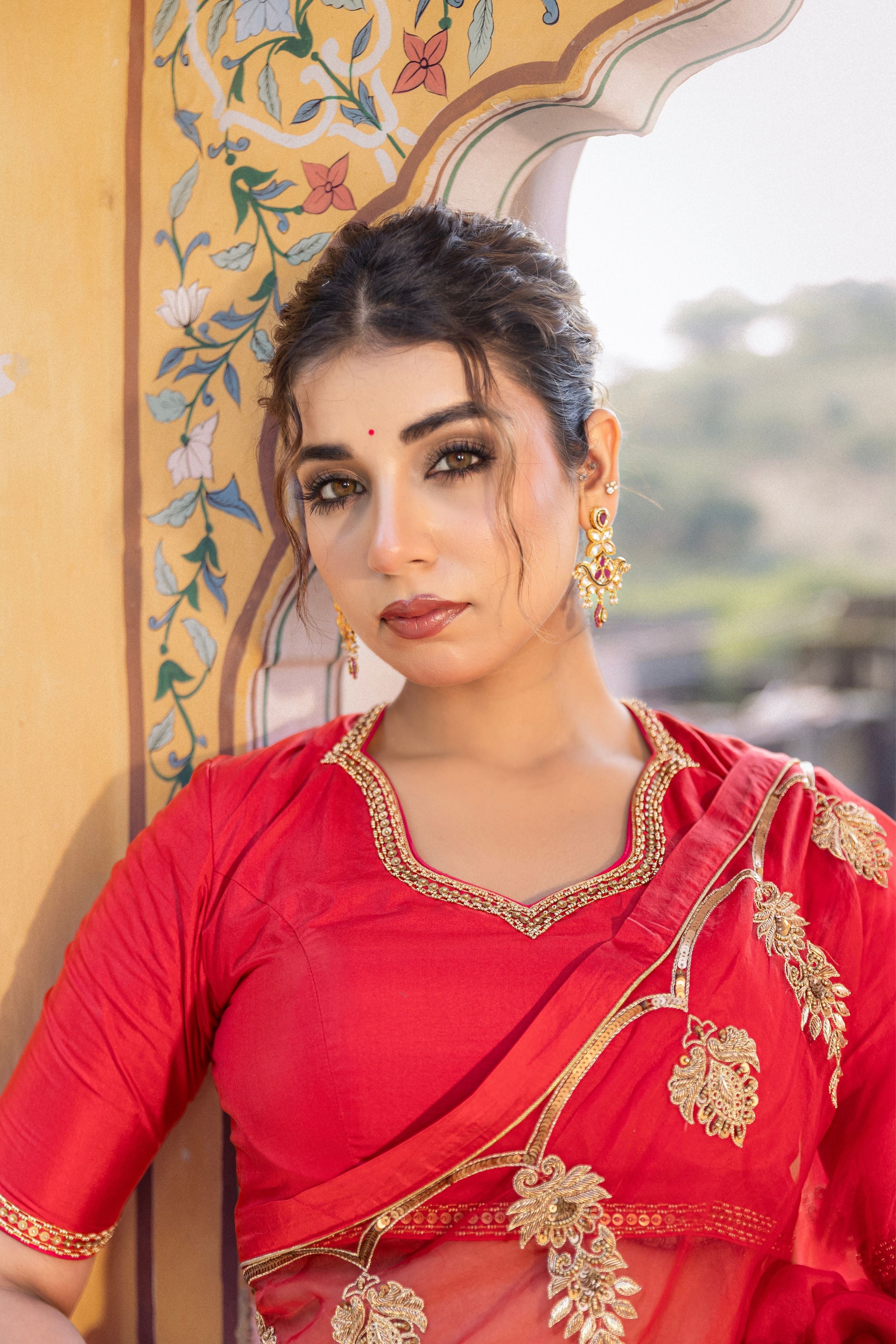 Classic Red Saree With Blouse