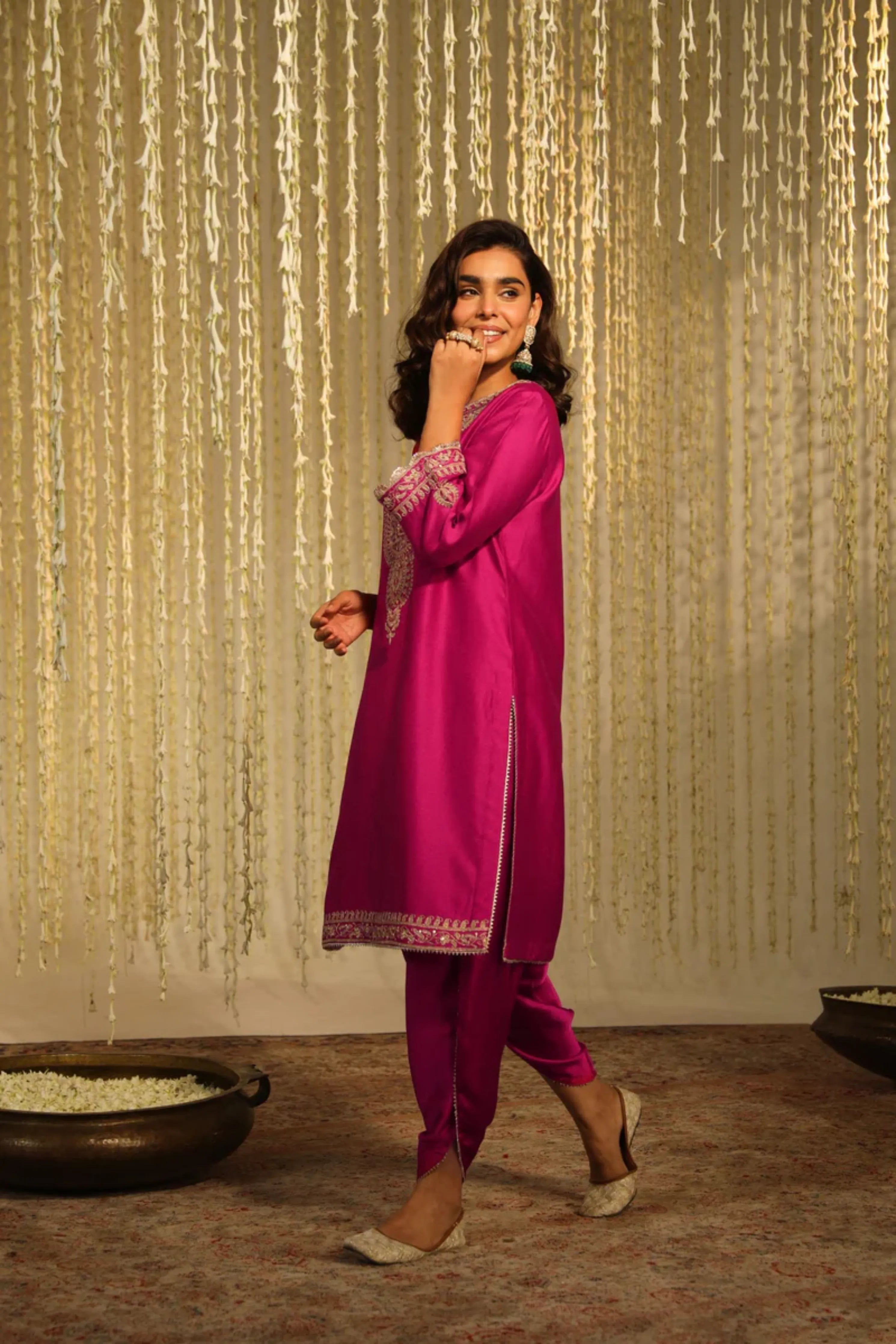 Shilpa Shetty In Enisa - Hot Pink Kurta With Dhoti