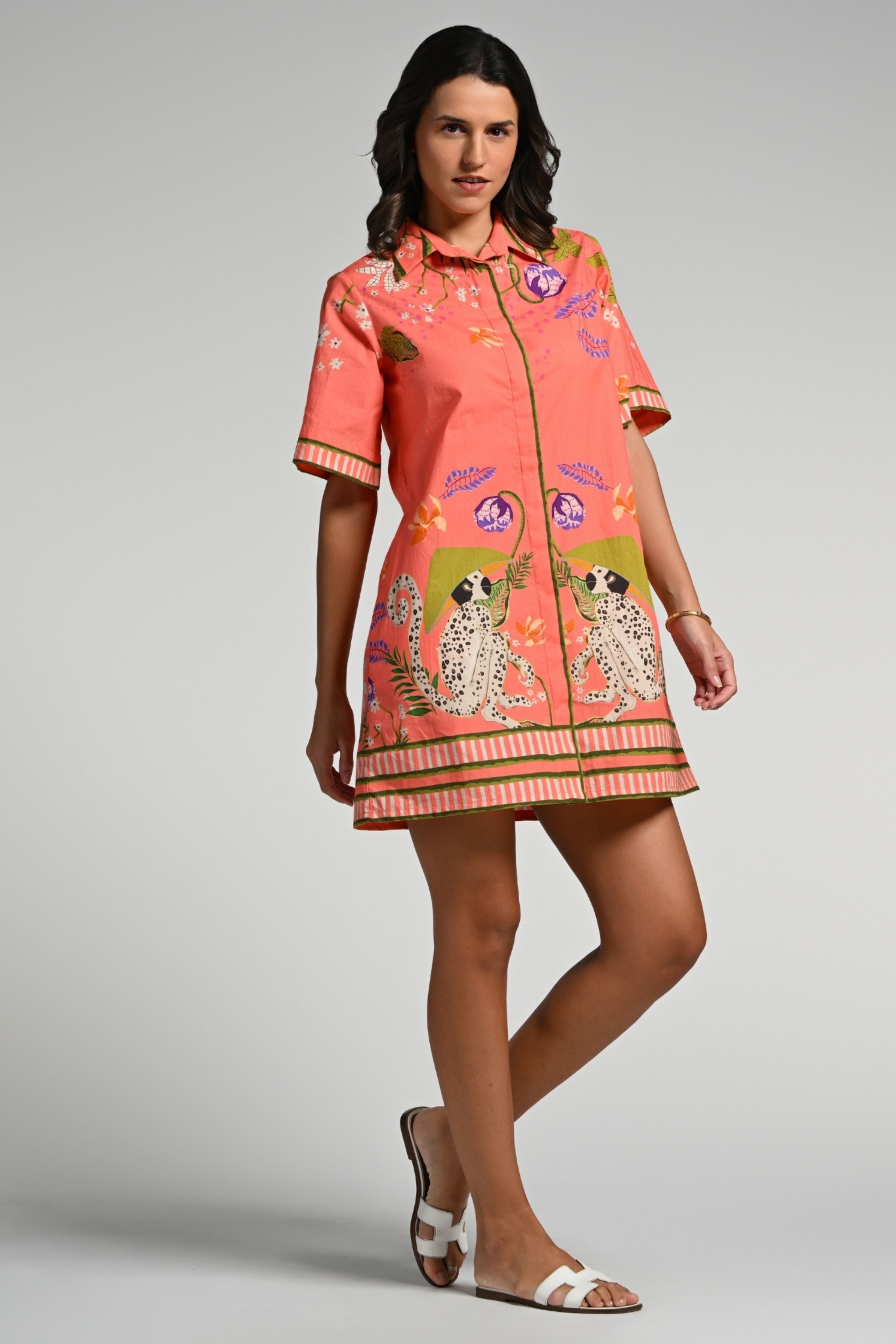 Monkey Pop Cotton Dress