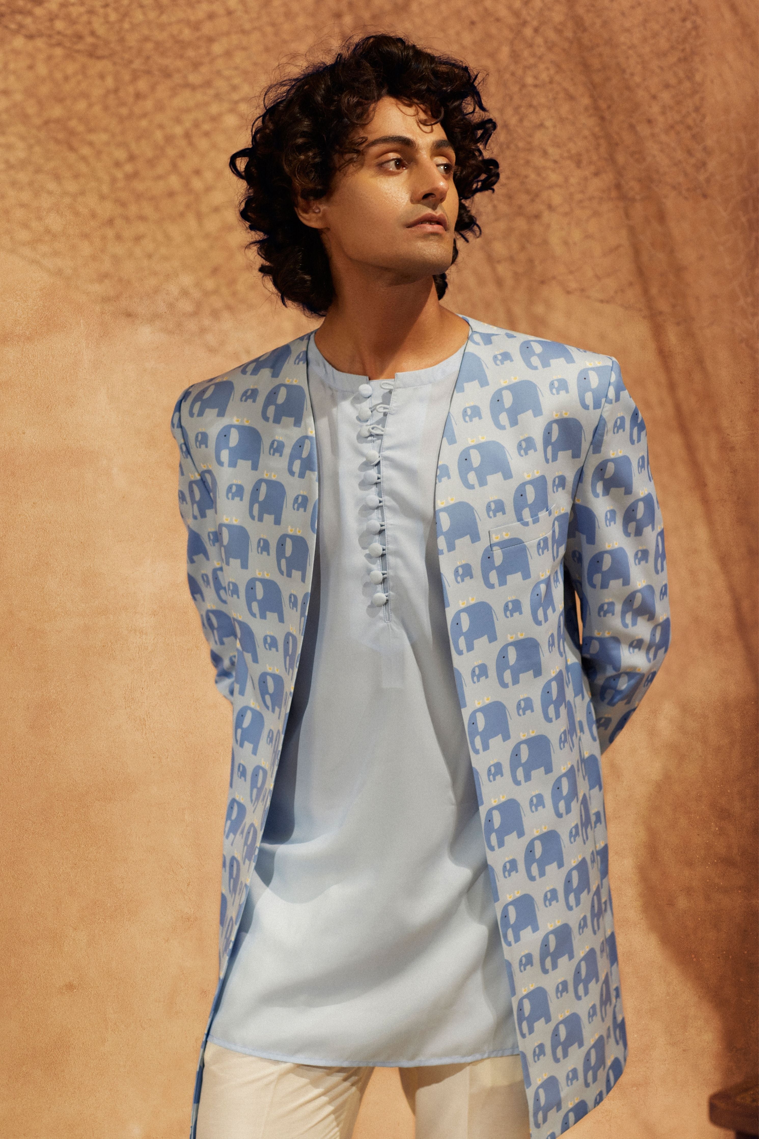 Blue Elephant Indo Western Jacket With Kurti And Pants