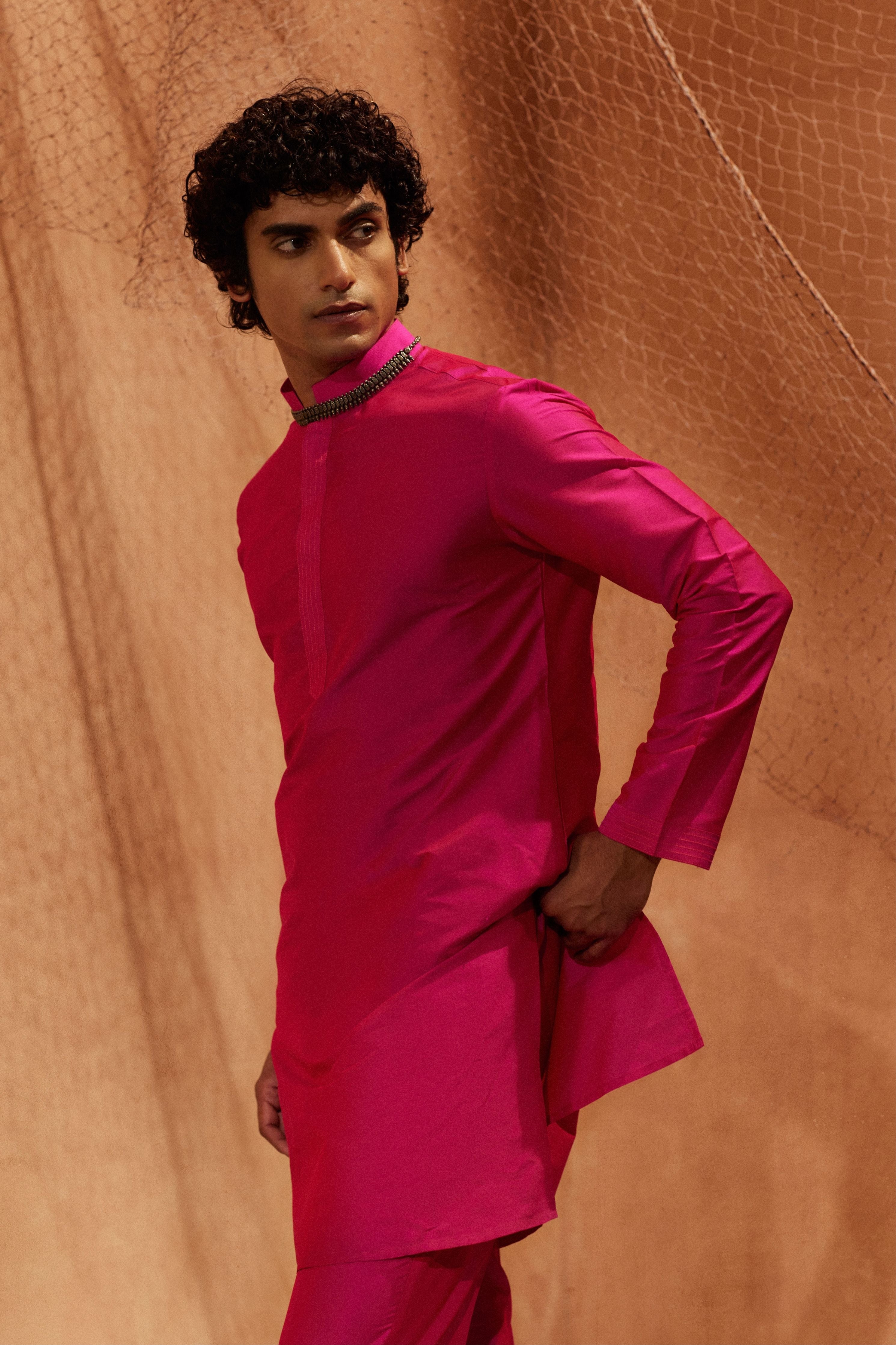 Dark Pink Tagai Kurta Set