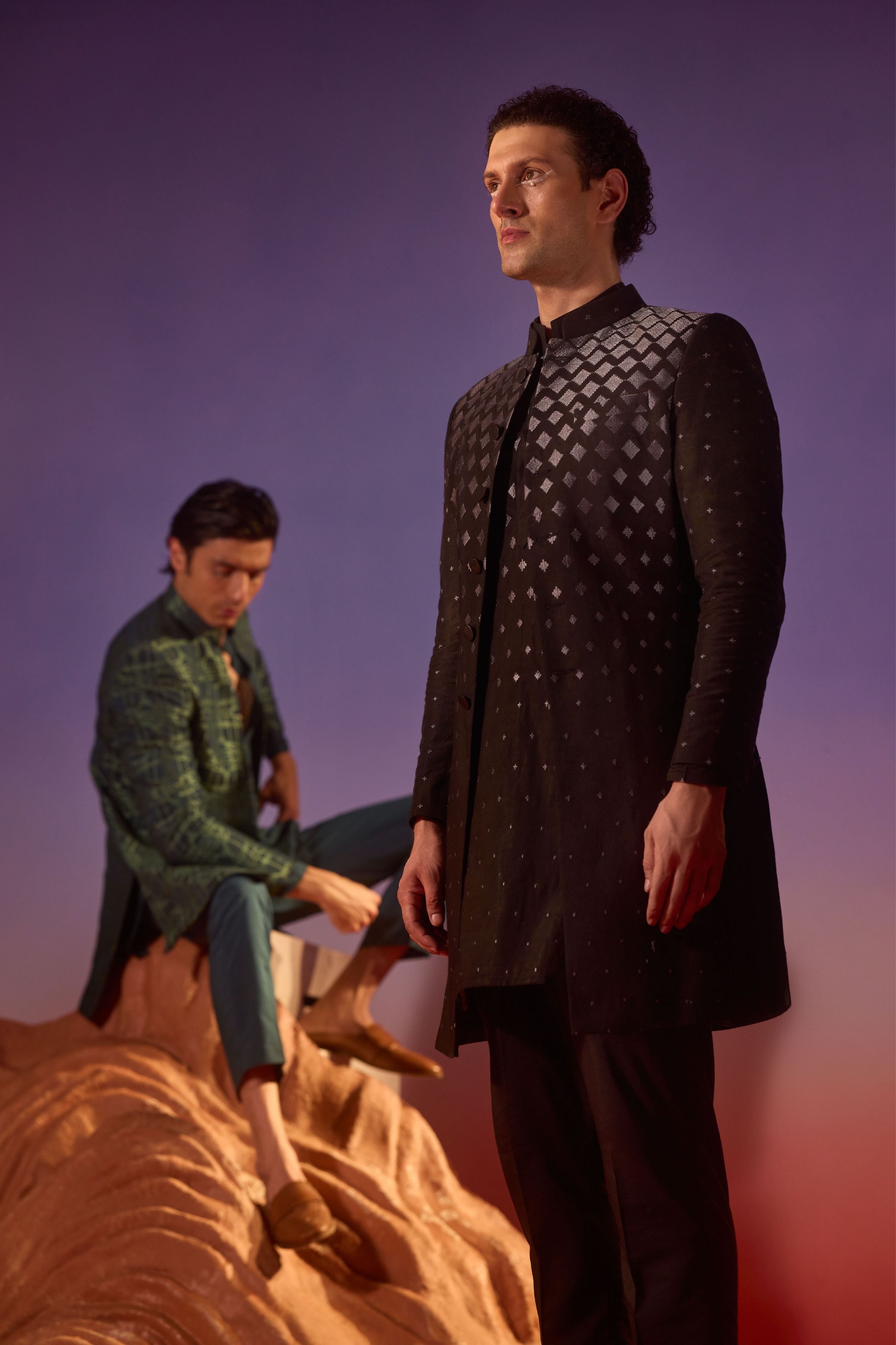 Shaam Chanderi Achkan Set