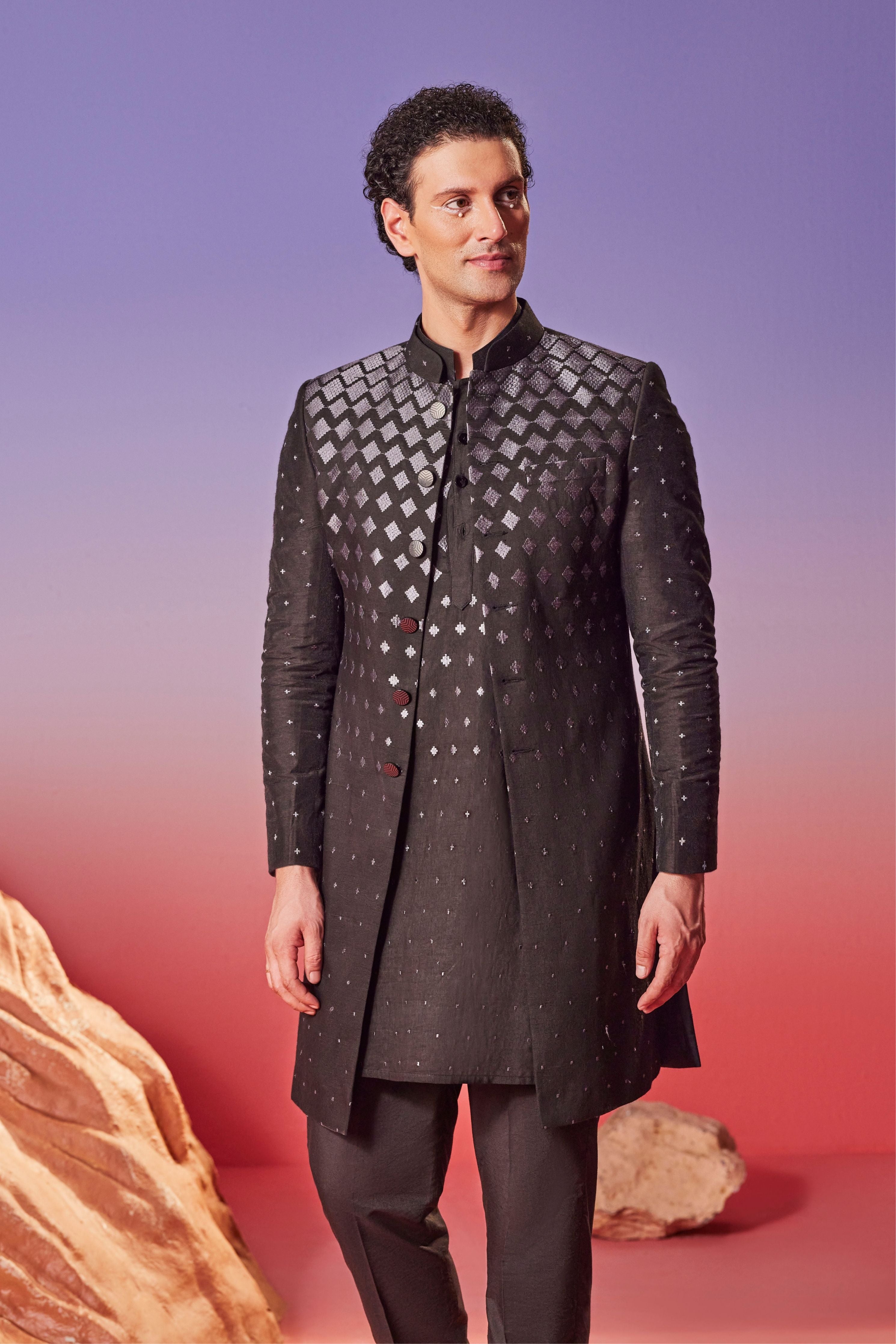 Shaam Chanderi Achkan Set