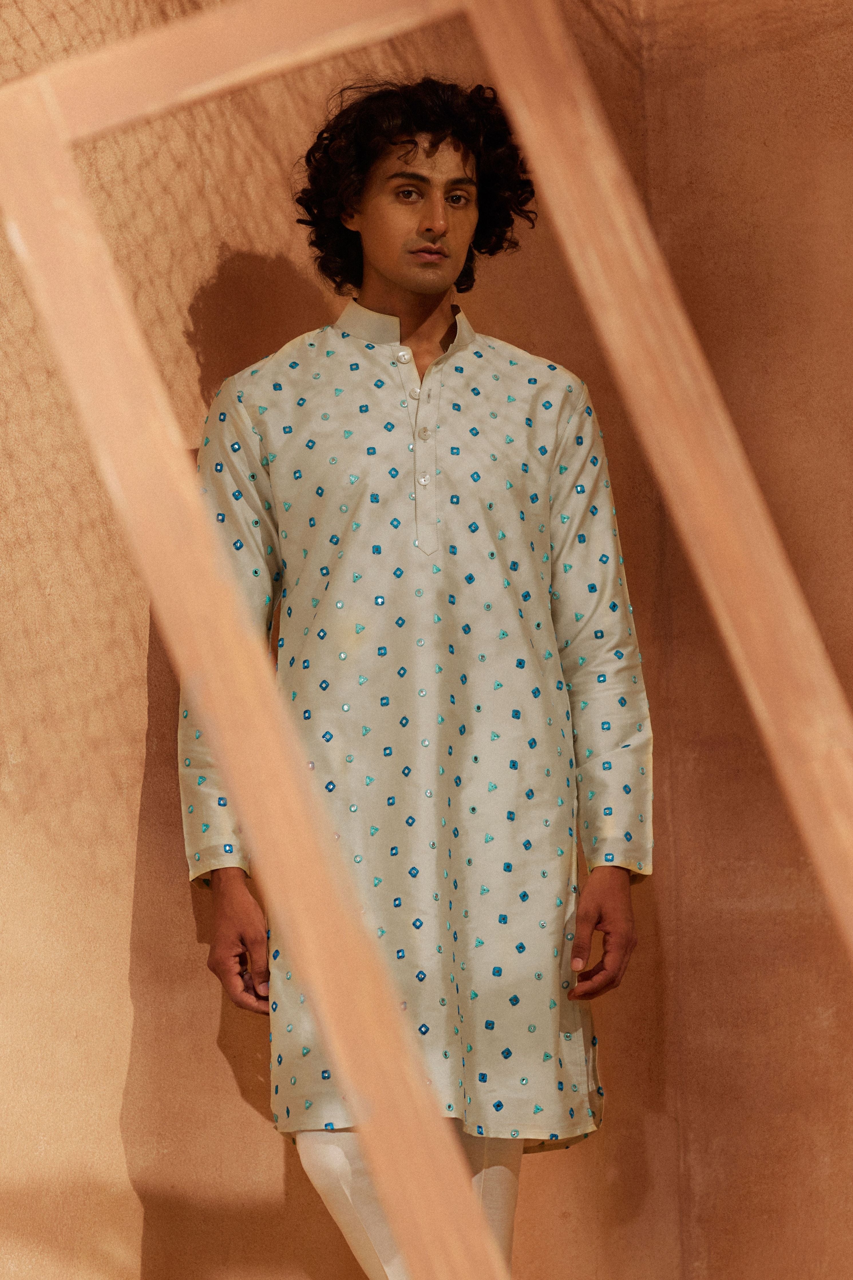 Aaina  Beige Mirror Kurta Set