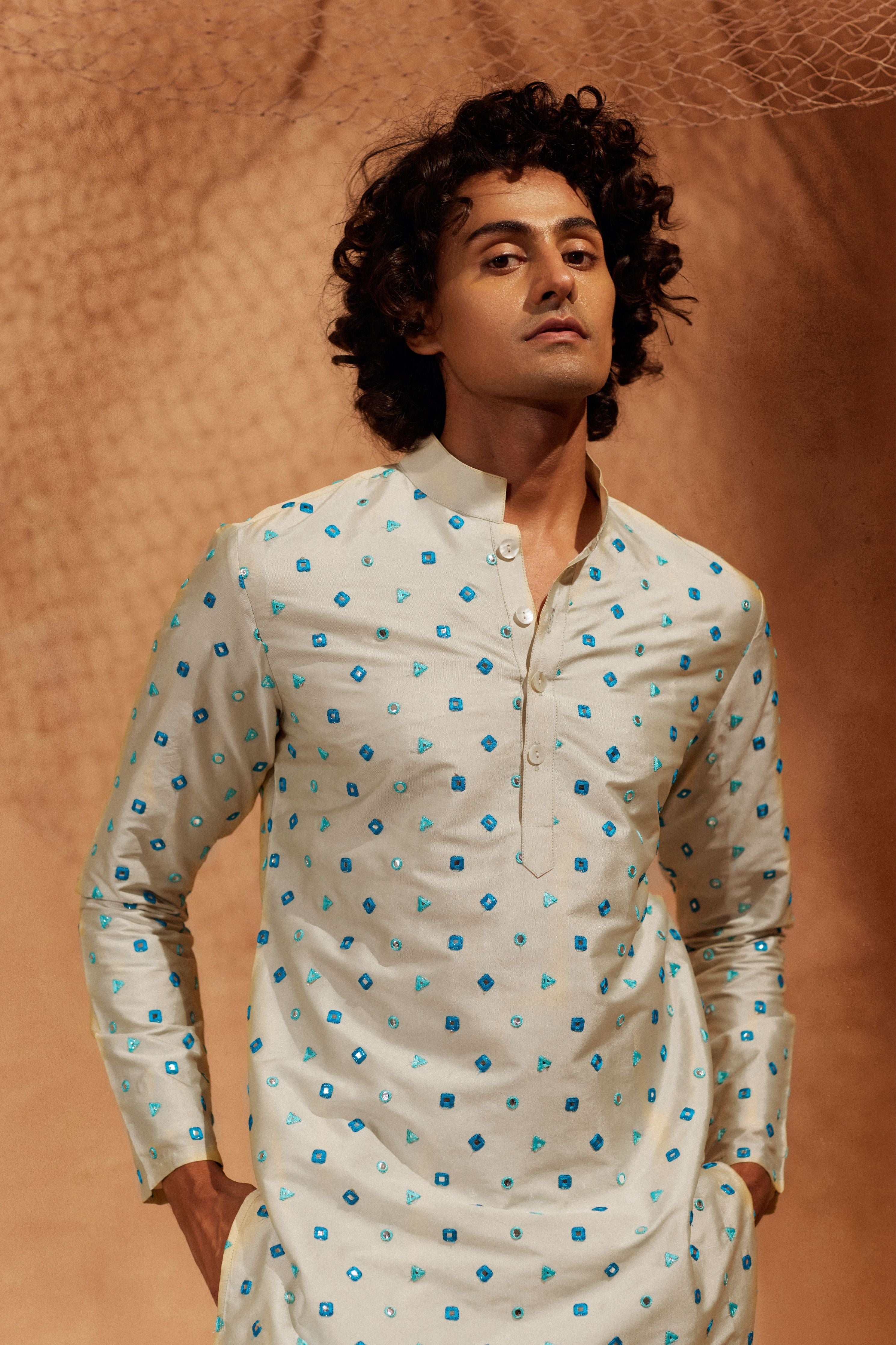 Aaina  Beige Mirror Kurta Set