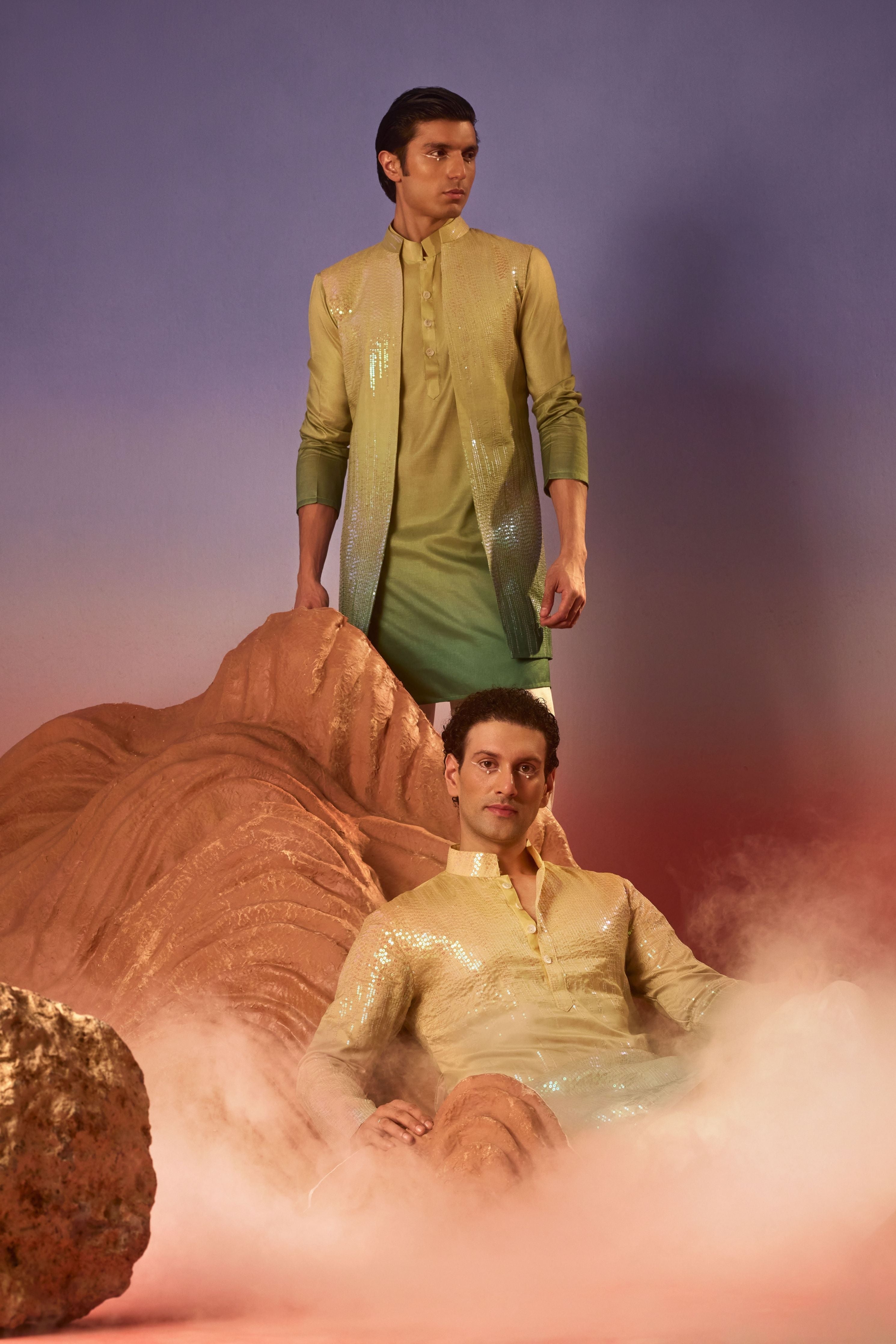Noorani Silk Embroidery Nehru Jacket Set