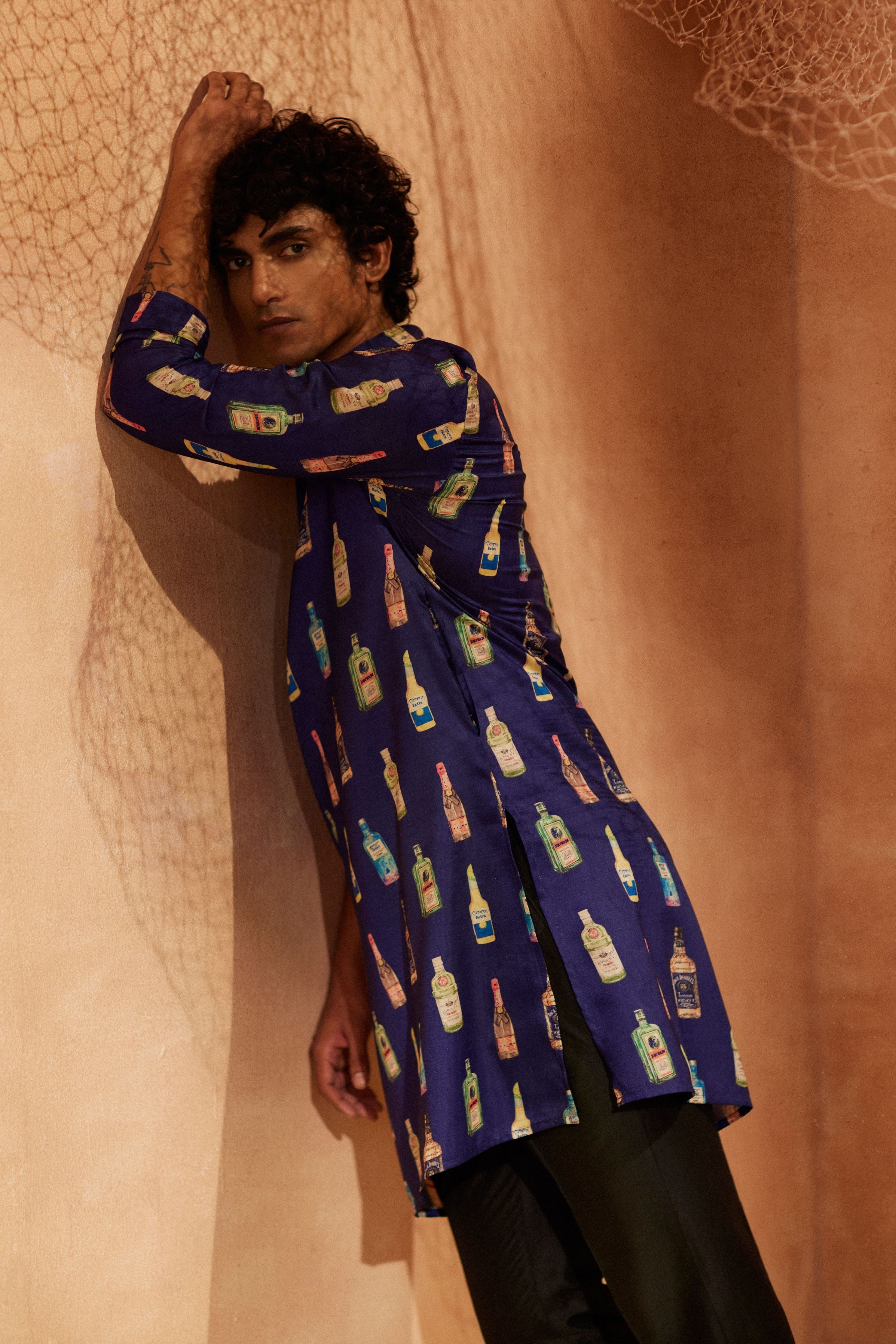 Cocktail Party Printed Silk Kurta Set