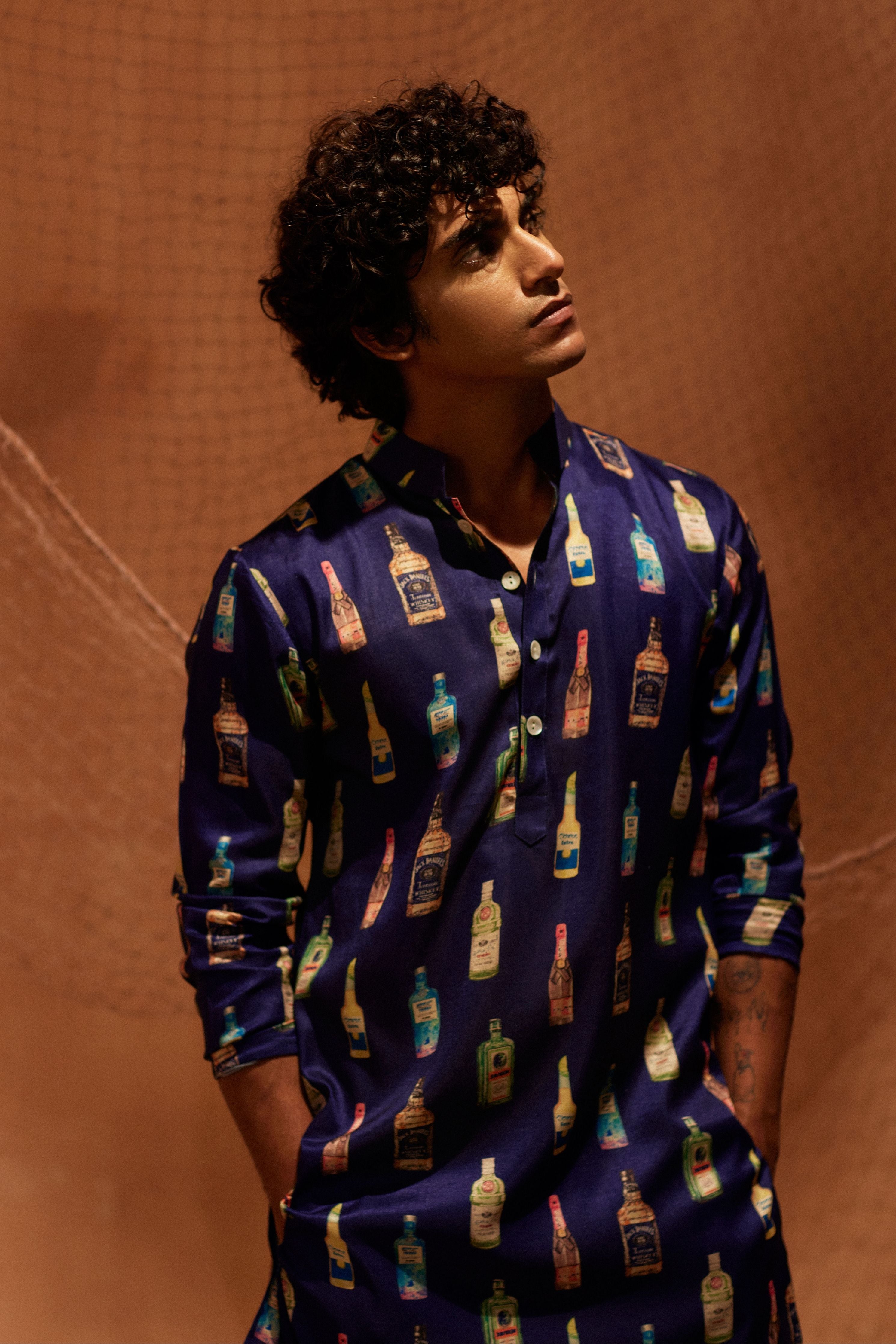 Cocktail Party Printed Silk Kurta Set