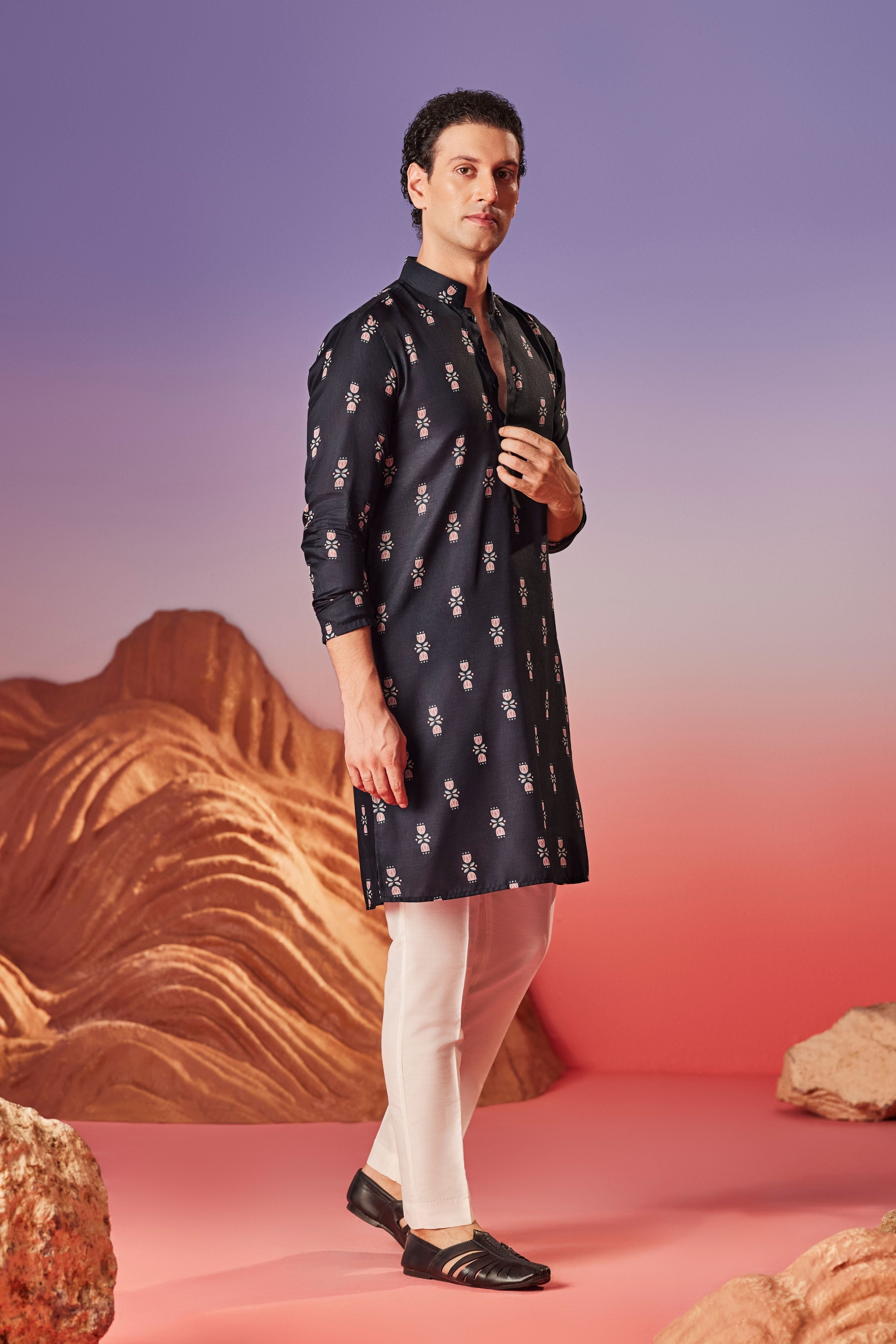 Midnight Blossom Kurta