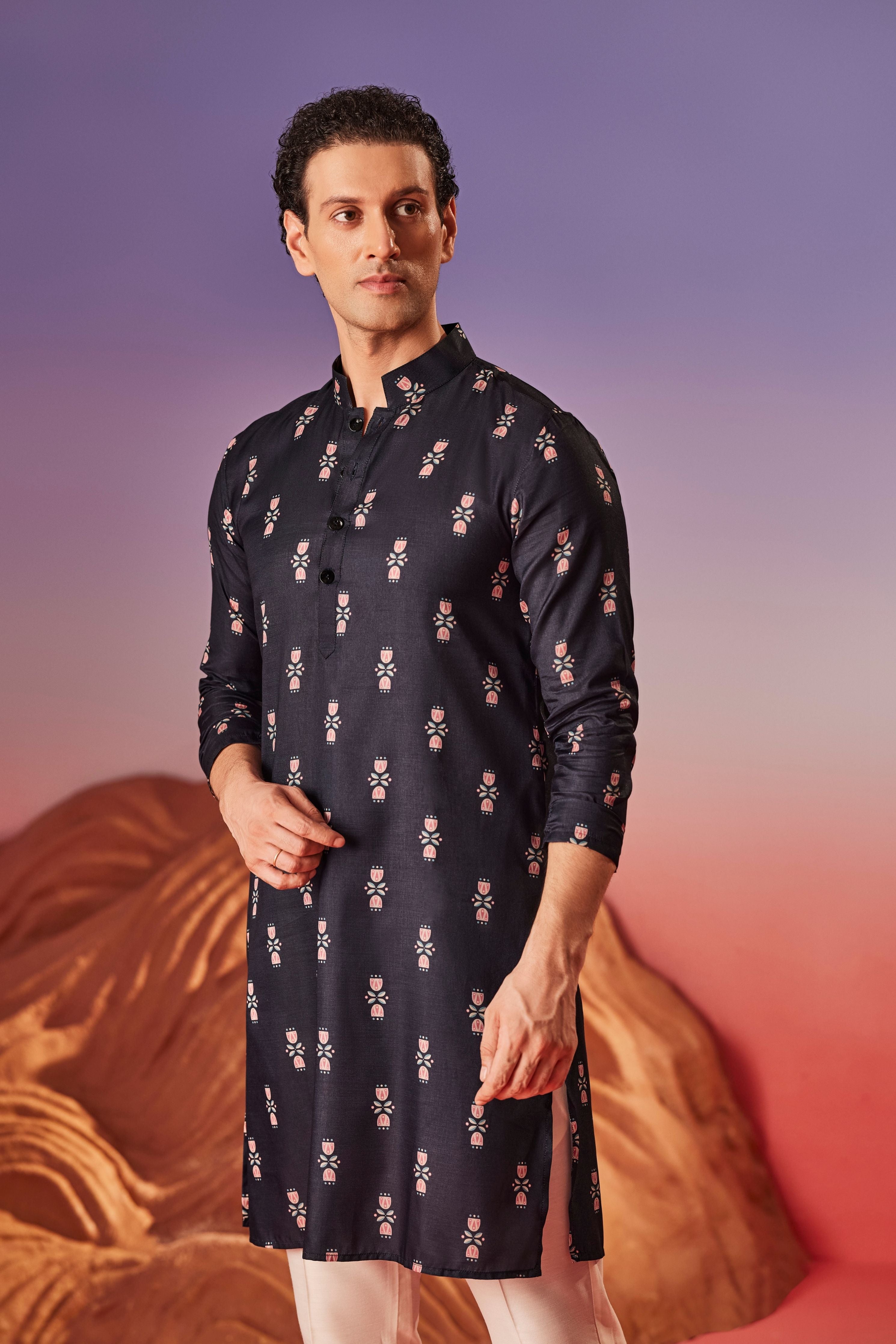 Midnight Blossom Kurta