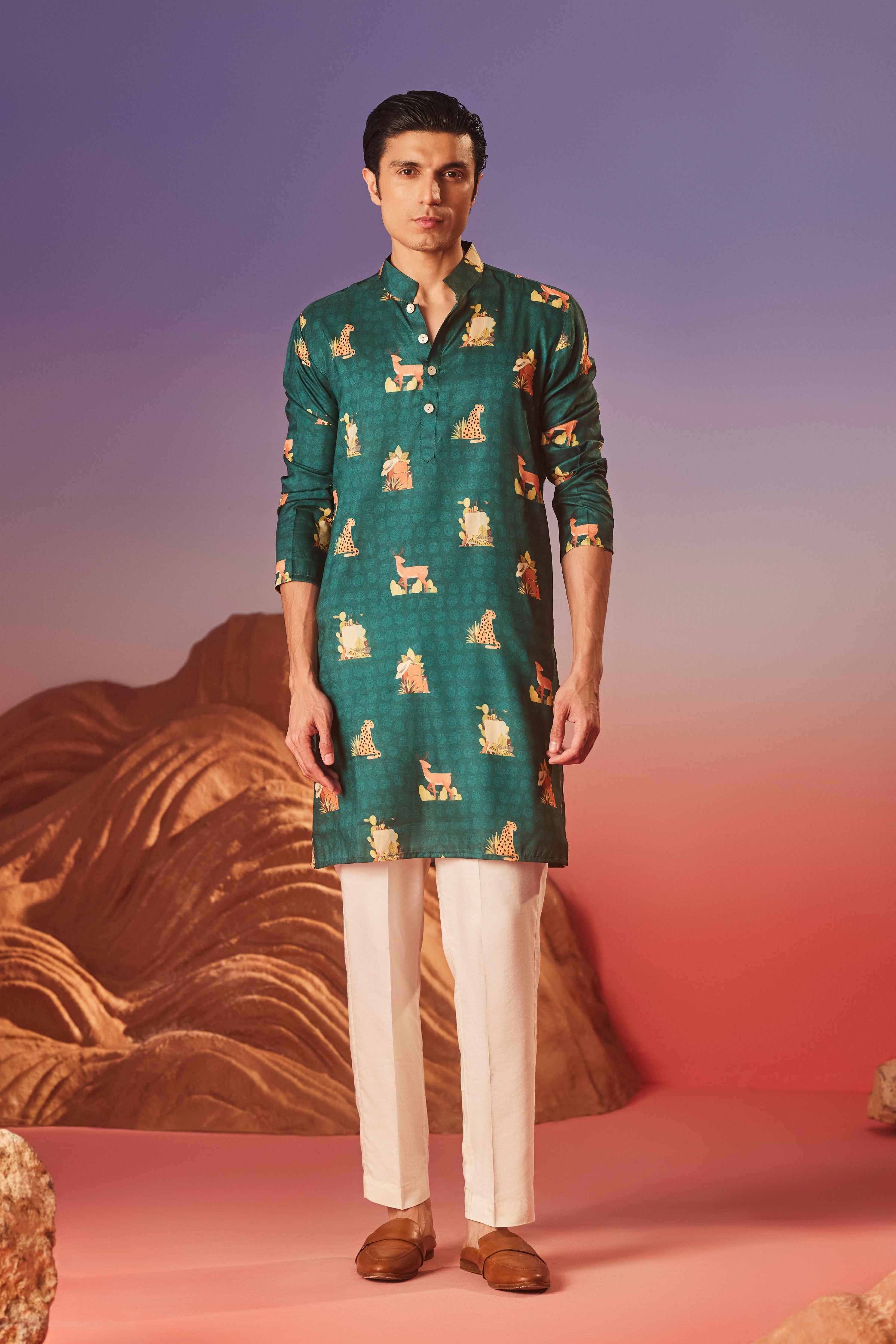 Tropical Tail Silk Kurta