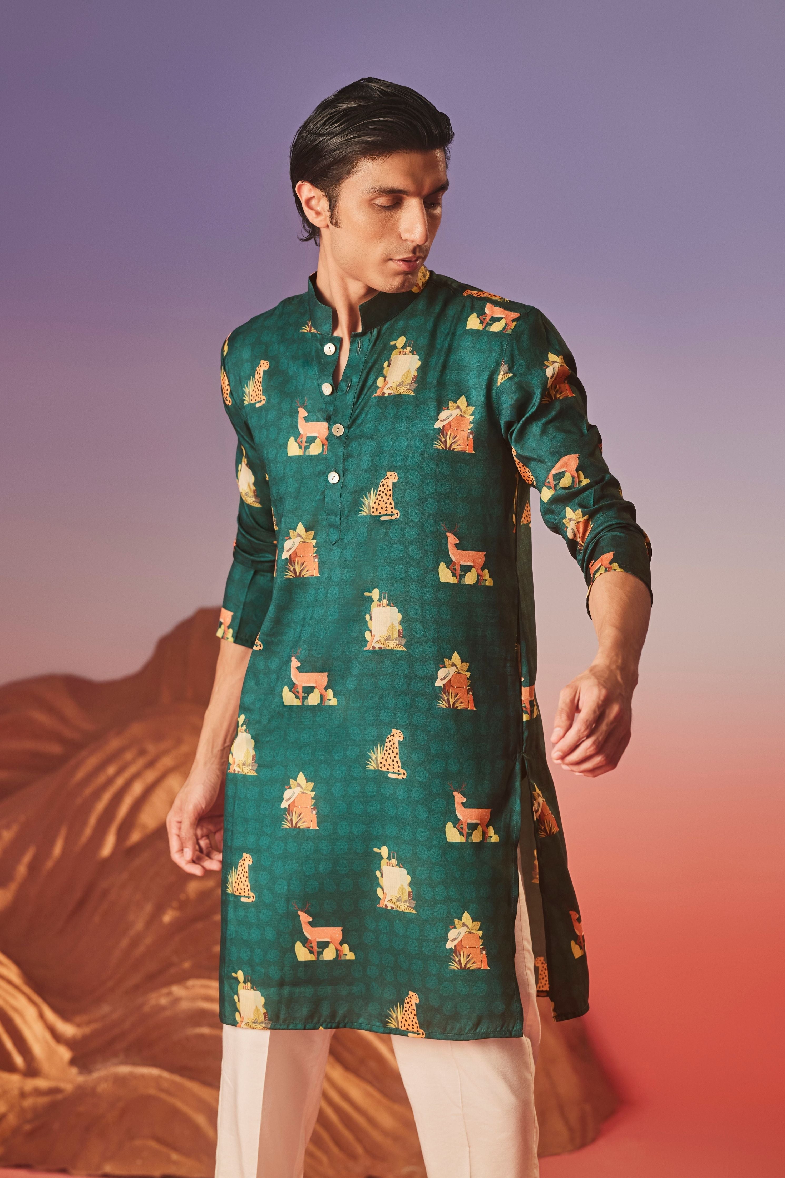 Tropical Tail Silk Kurta
