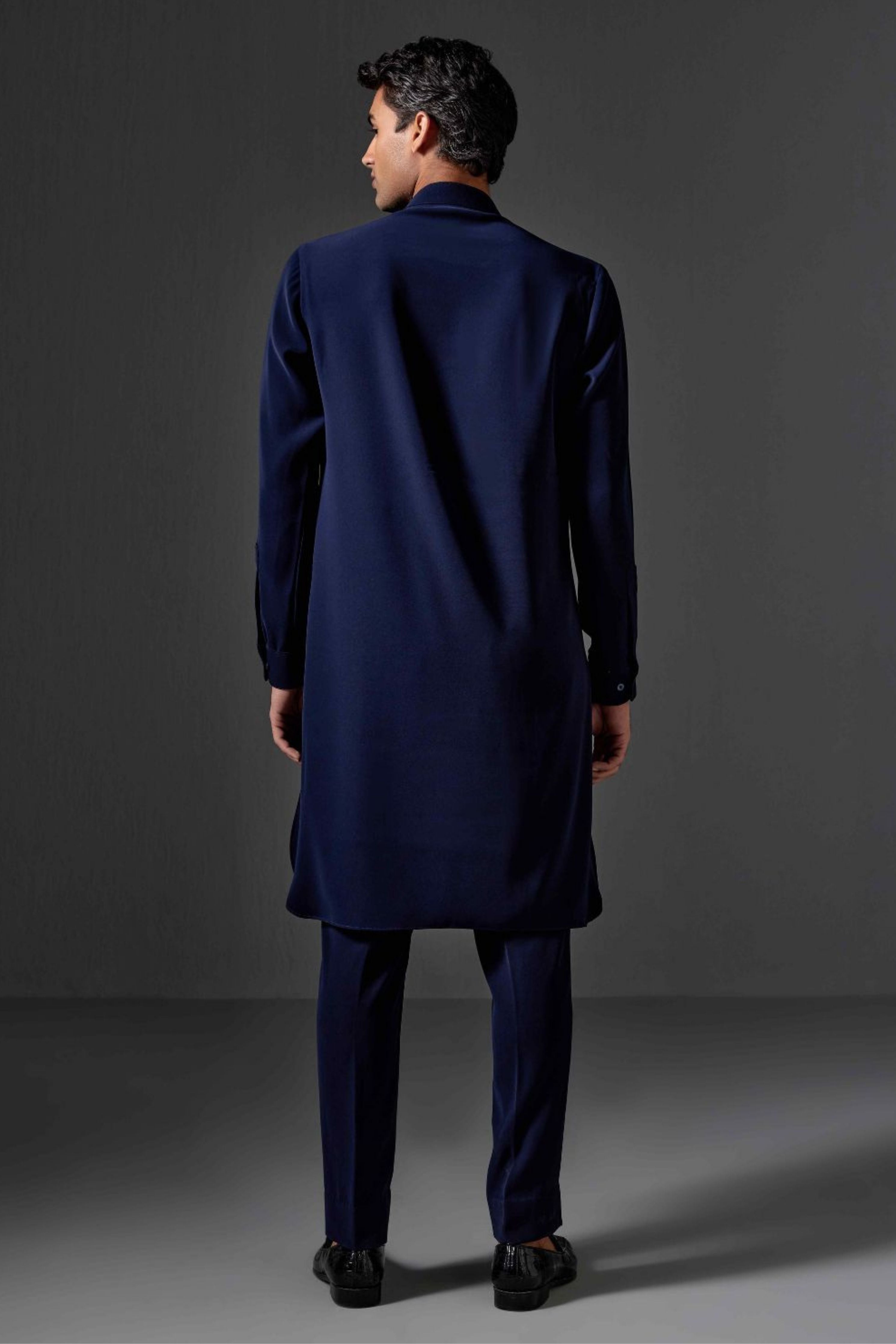 Neil Navy Blue Cotton Lycra Kurta Set
