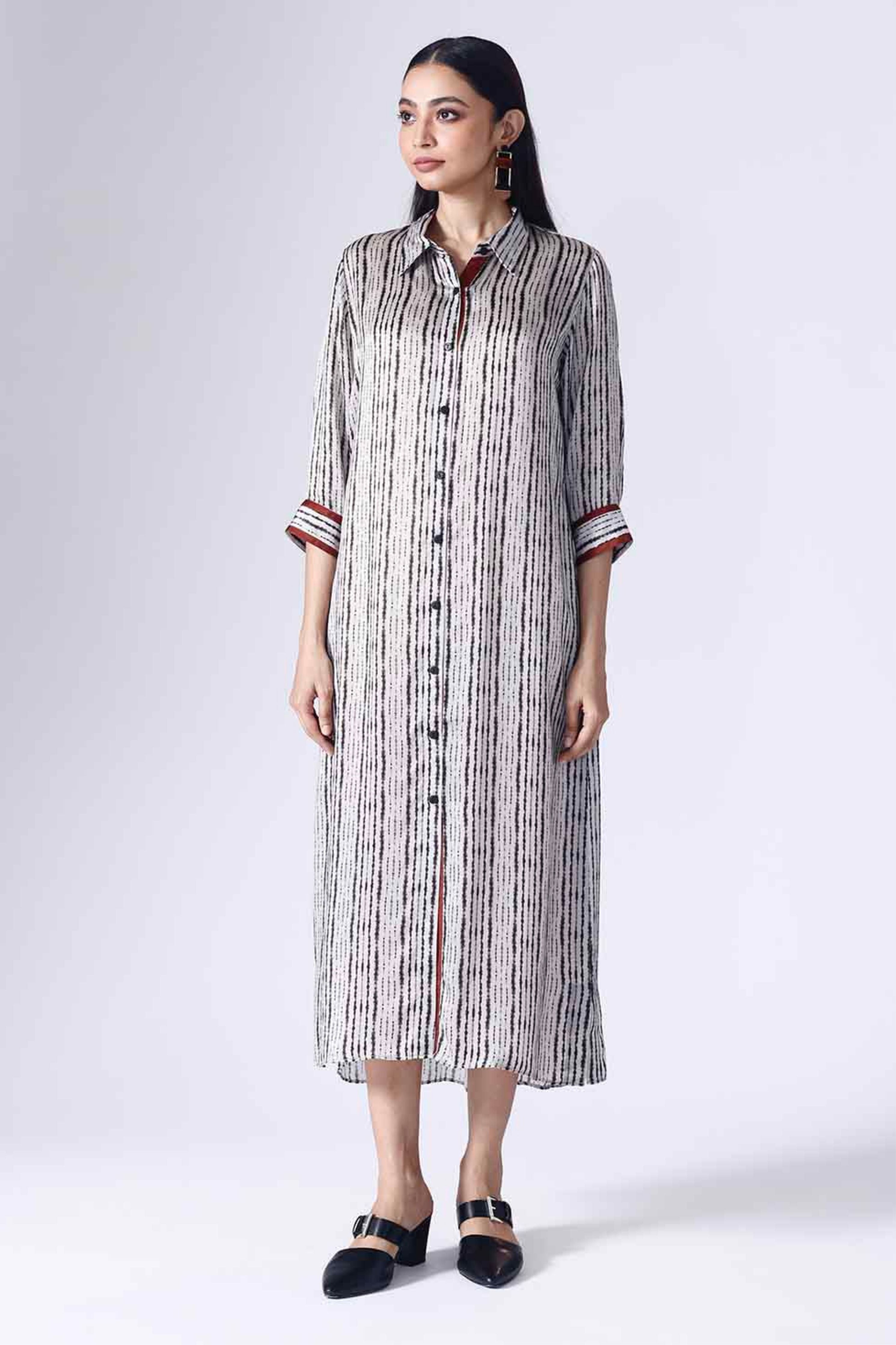 Shibori Monochrome Long Dress