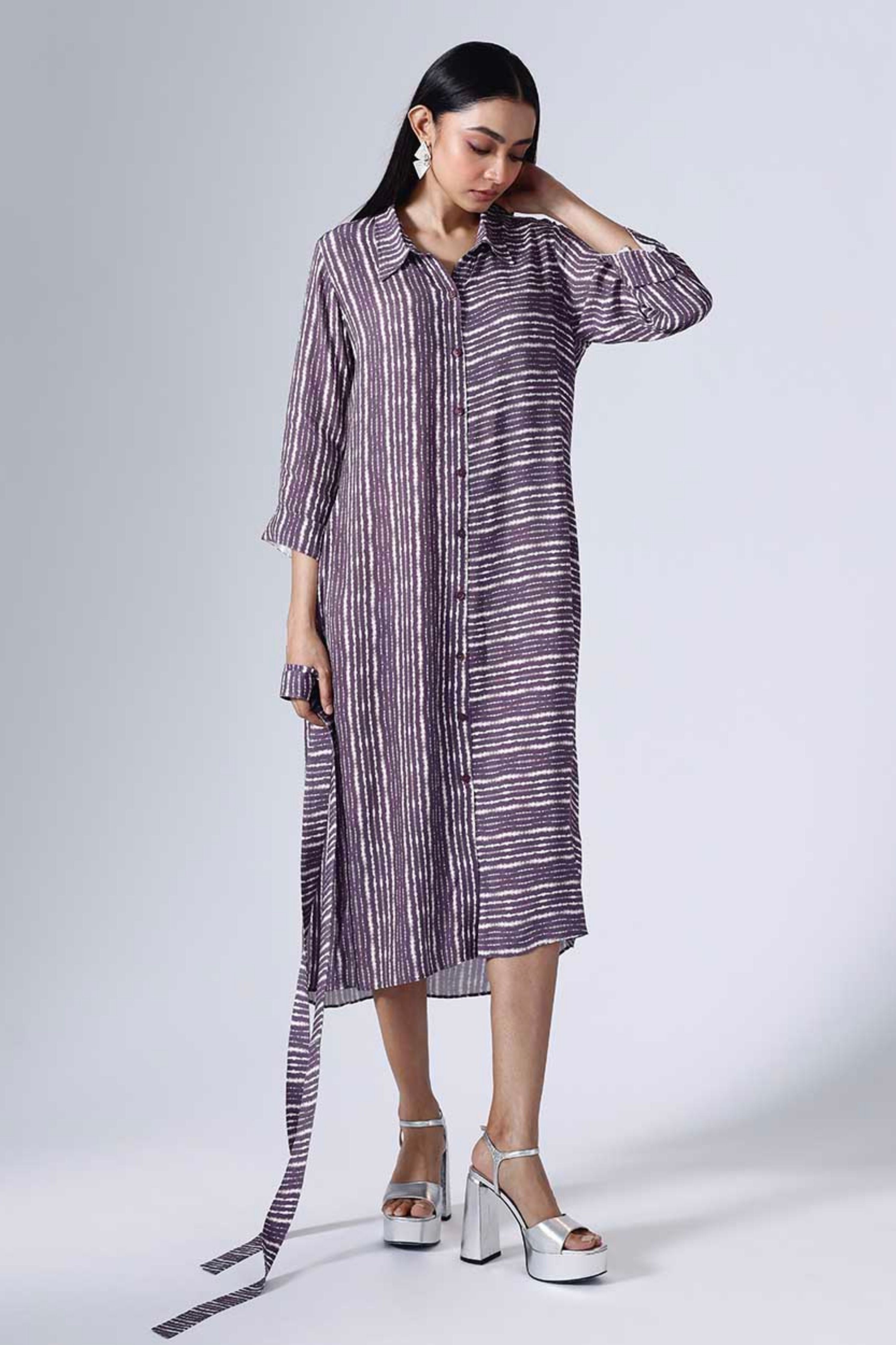 Shibori Plum Long Coordinated Set