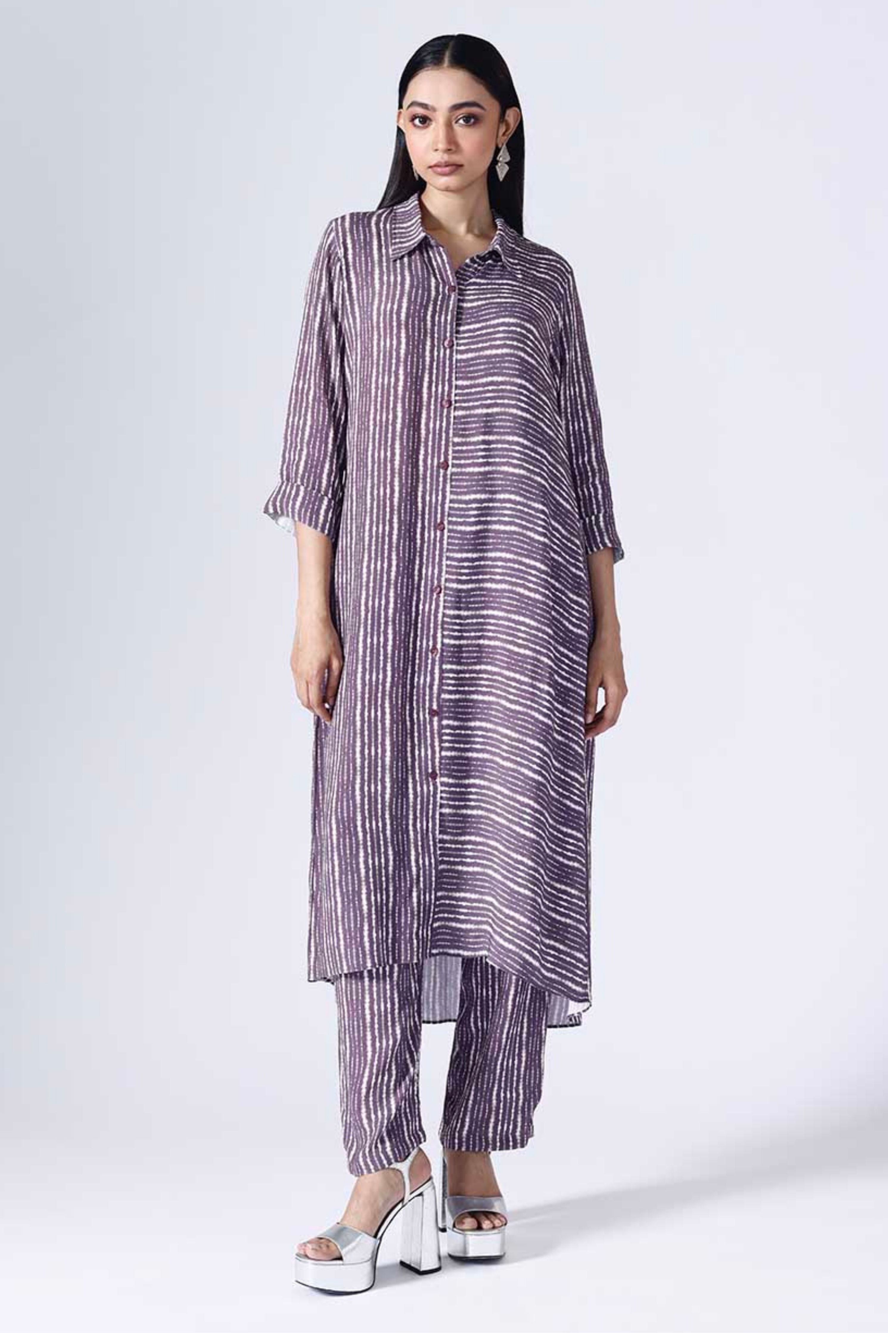 Shibori Plum Long Coordinated Set