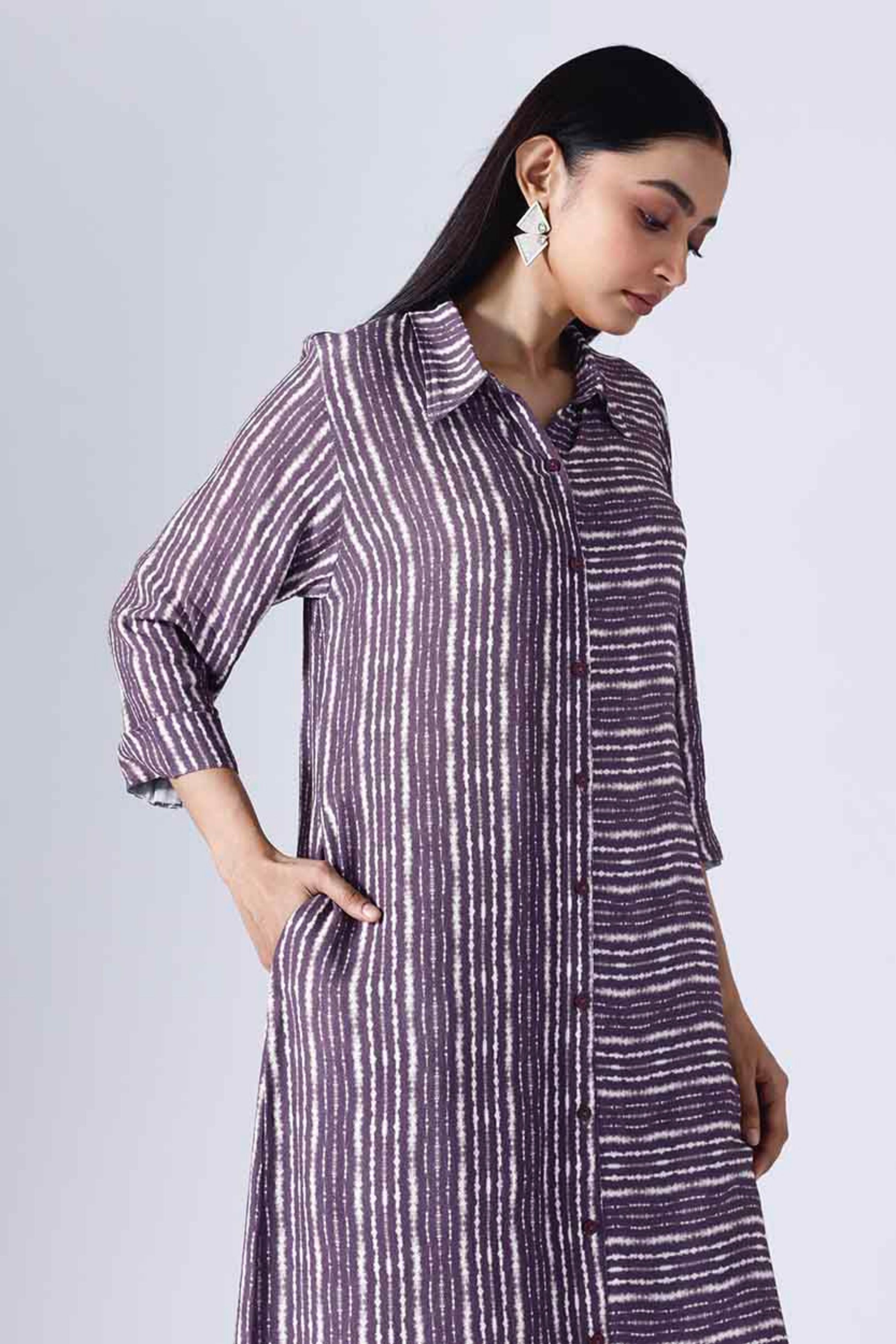Shibori Plum Long Dress