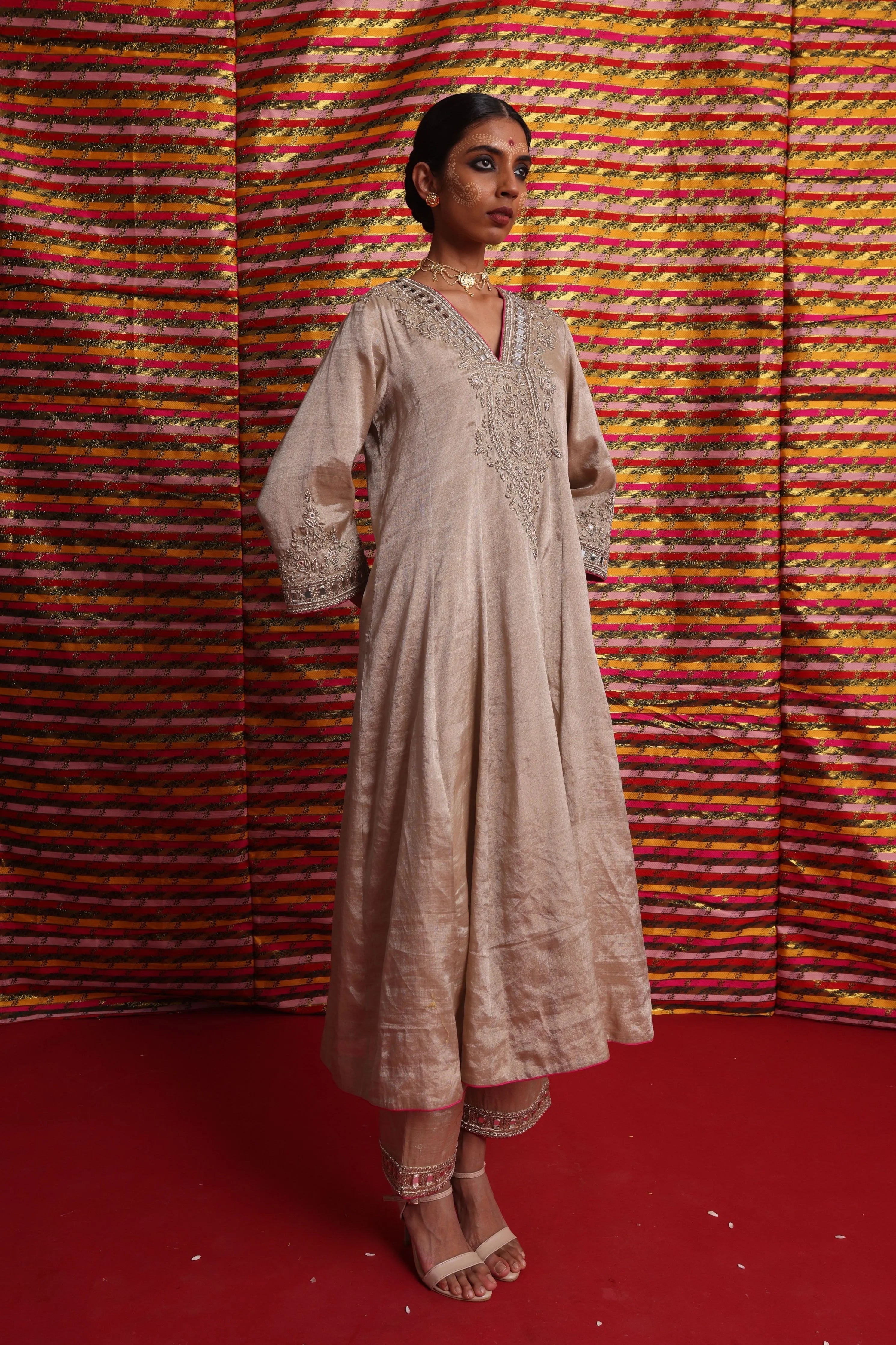 Chandi Zardozi Kali Kurta Set