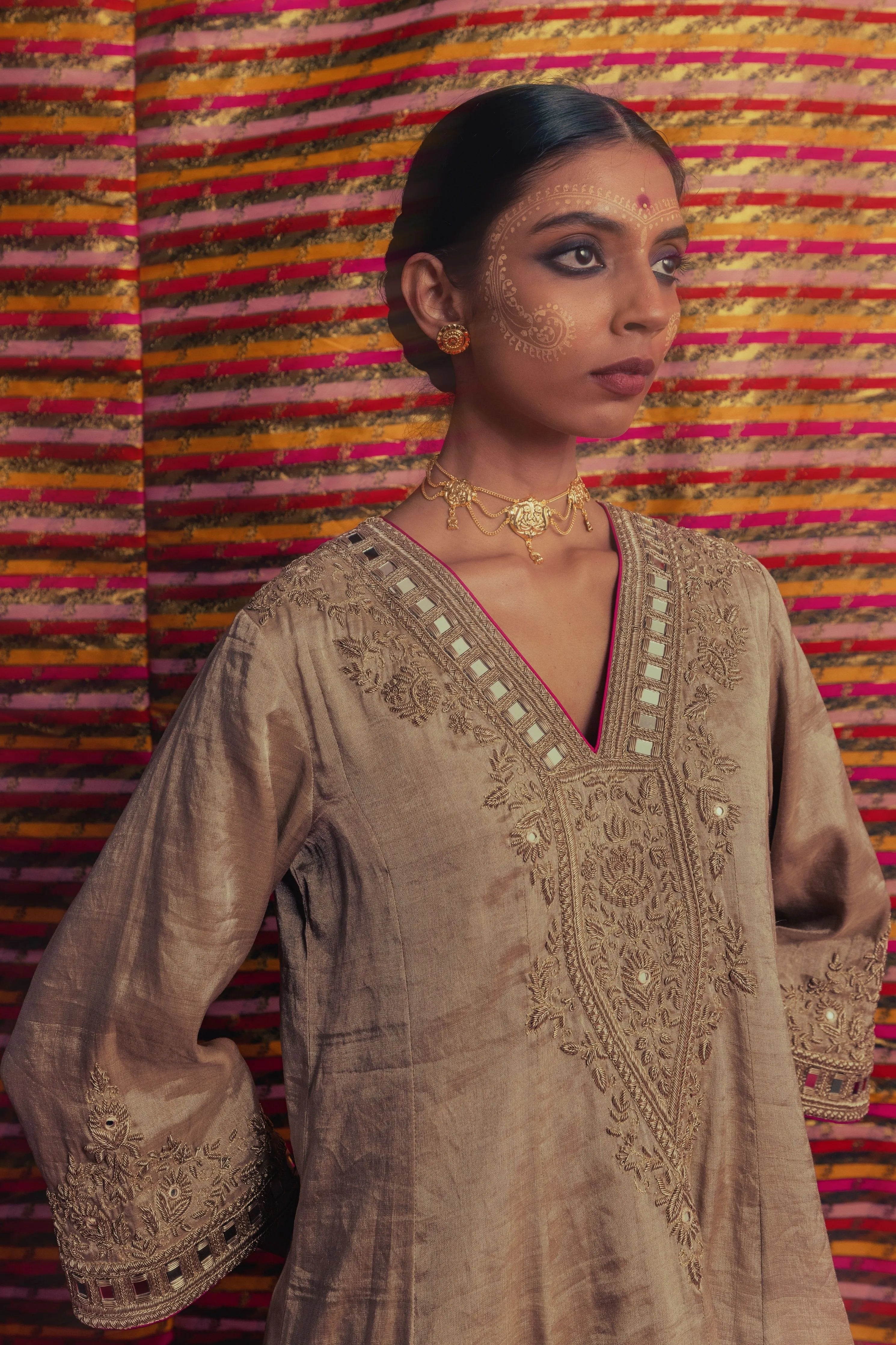 Chandi Zardozi Kali Kurta Set