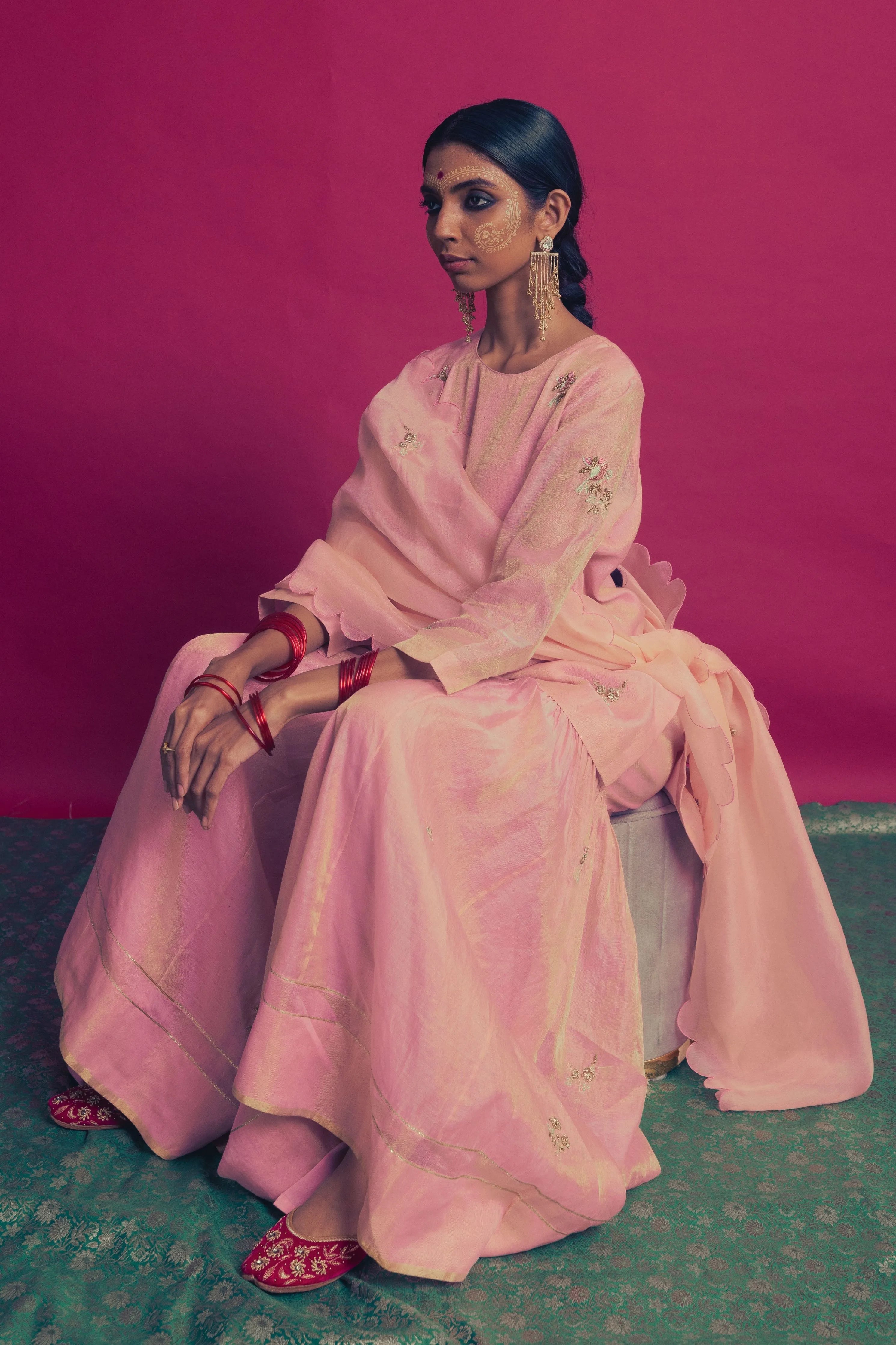 Gulabi Saanjh Garara Odhni Set