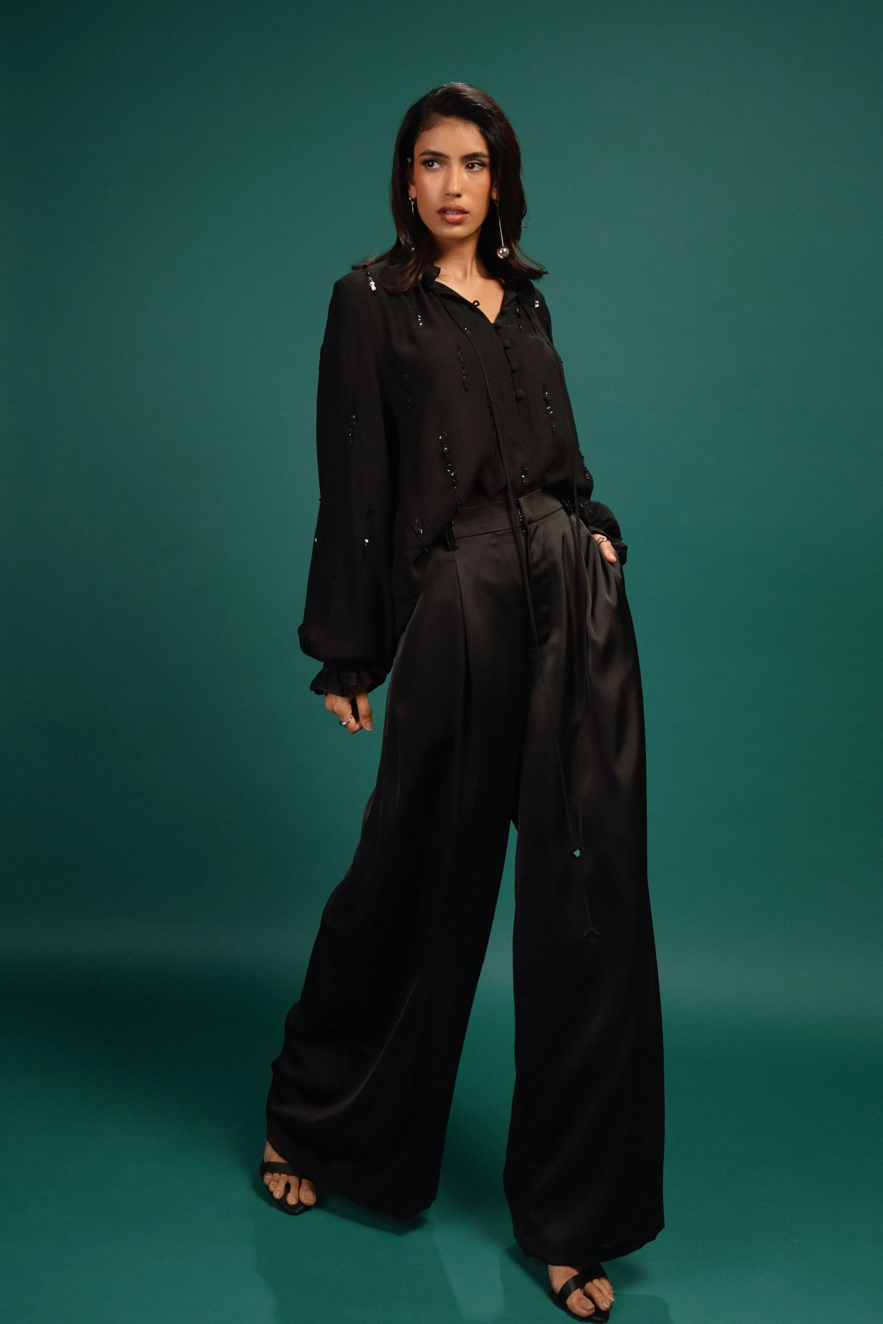 Ebony Sequin Georgette Blouse
